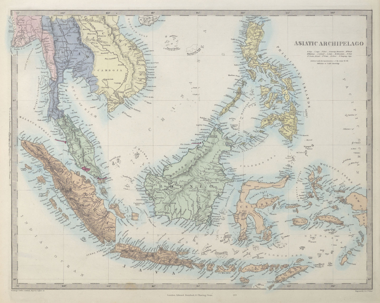 ASIATIC/MALAY ARCHIPELAGO Indonesia Malaysia Philippines Indochina SDUK 1857 map