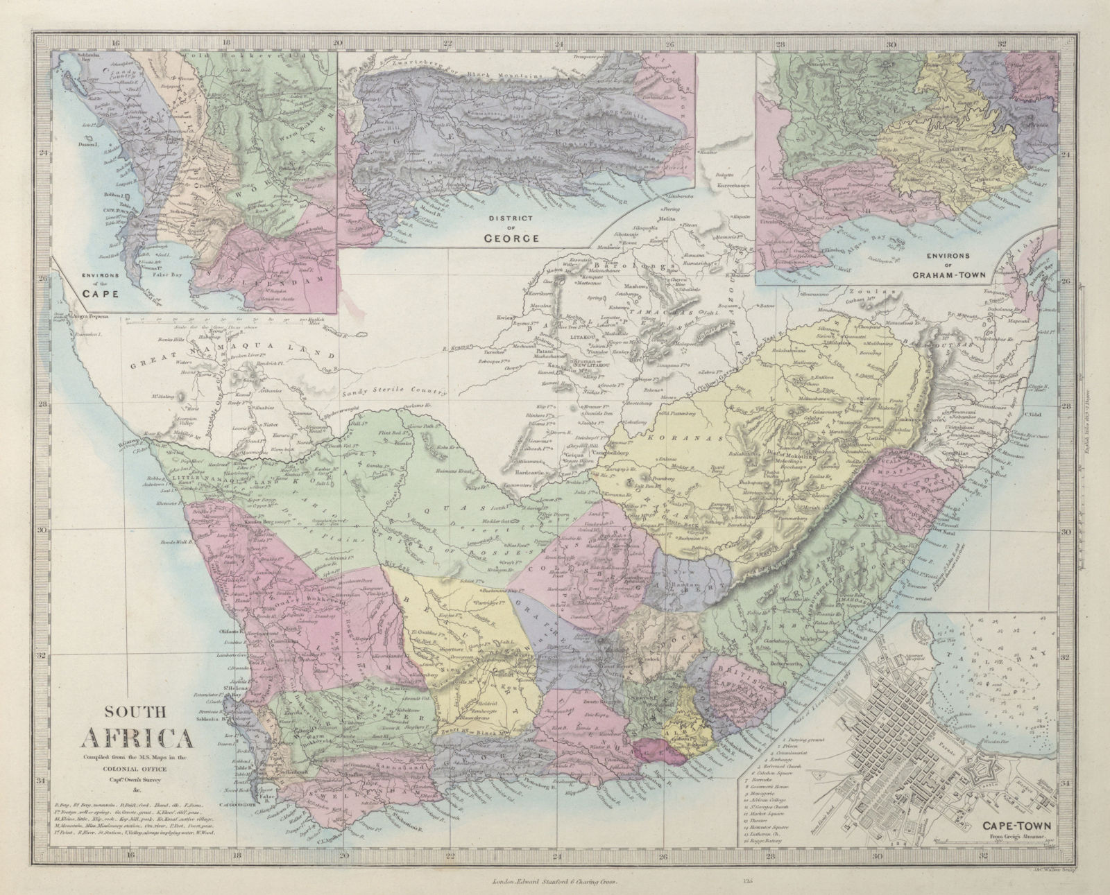 Associate Product SOUTH AFRICA. Cape Town plan. Graham Town. District of George. SDUK 1857 map