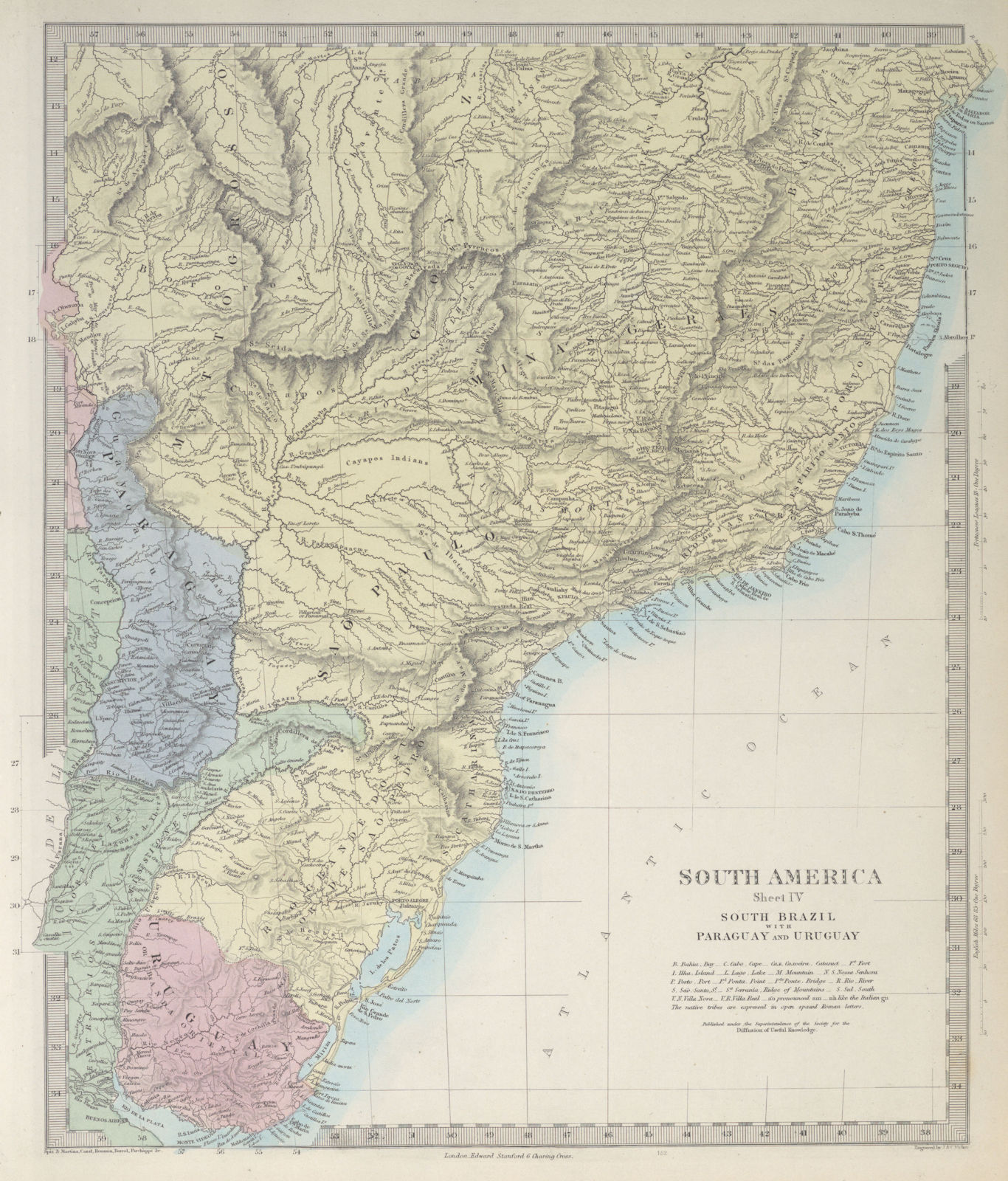 Associate Product SOUTH BRAZIL PARAGUAY URUGUAY. Bahia Minas Gerais Sao Paolo. SDUK 1857 old map