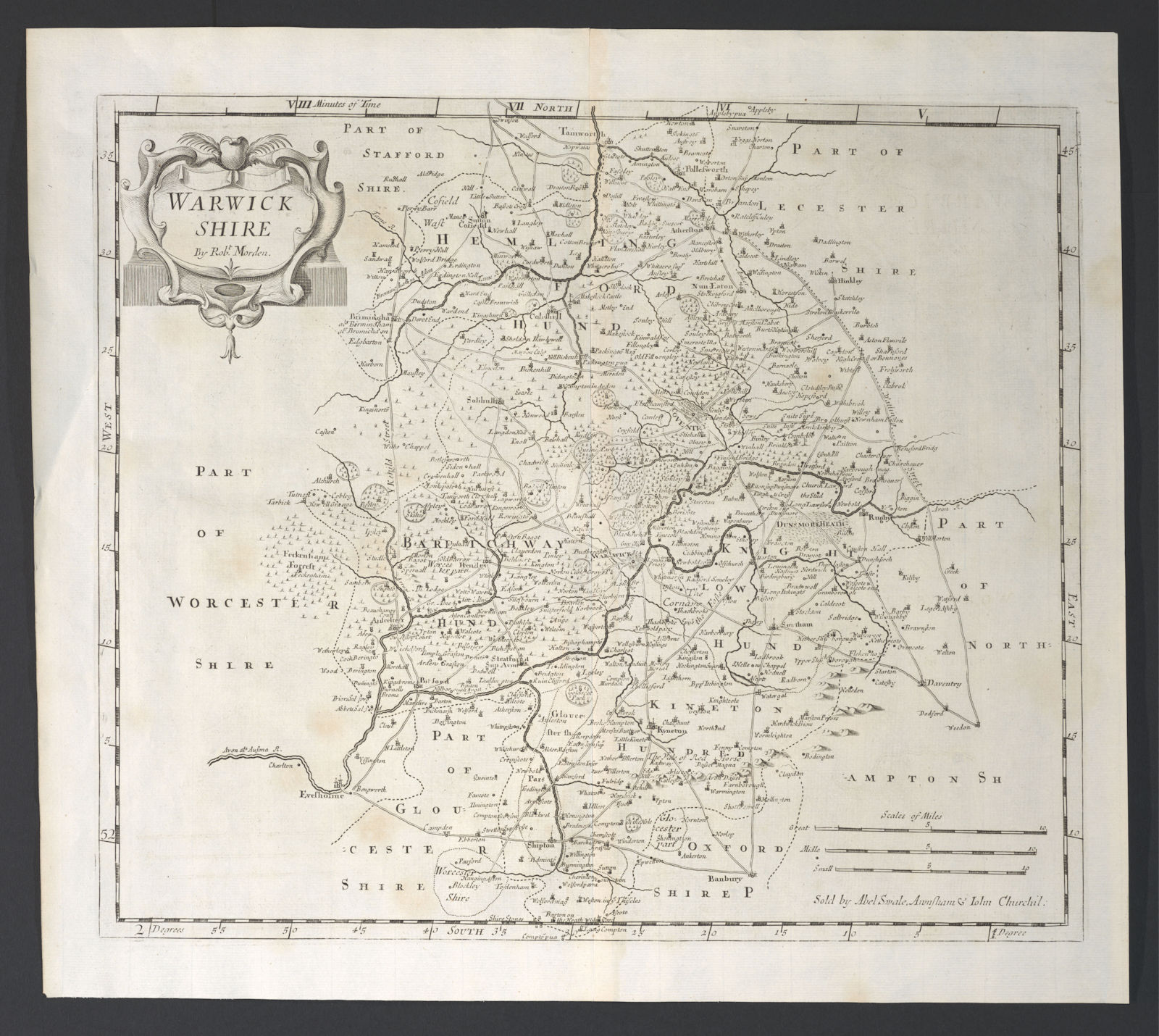 Associate Product Warwickshire. 'WARWICK SHIRE' by ROBERT MORDEN from Camden's Britannia 1753 map