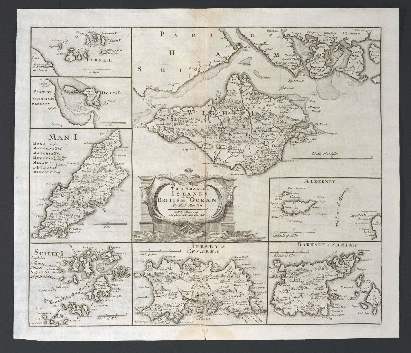 ENGLAND. Isles of Wight/Man Scilly Isles Farne/Channel Islands. MORDEN 1753 map