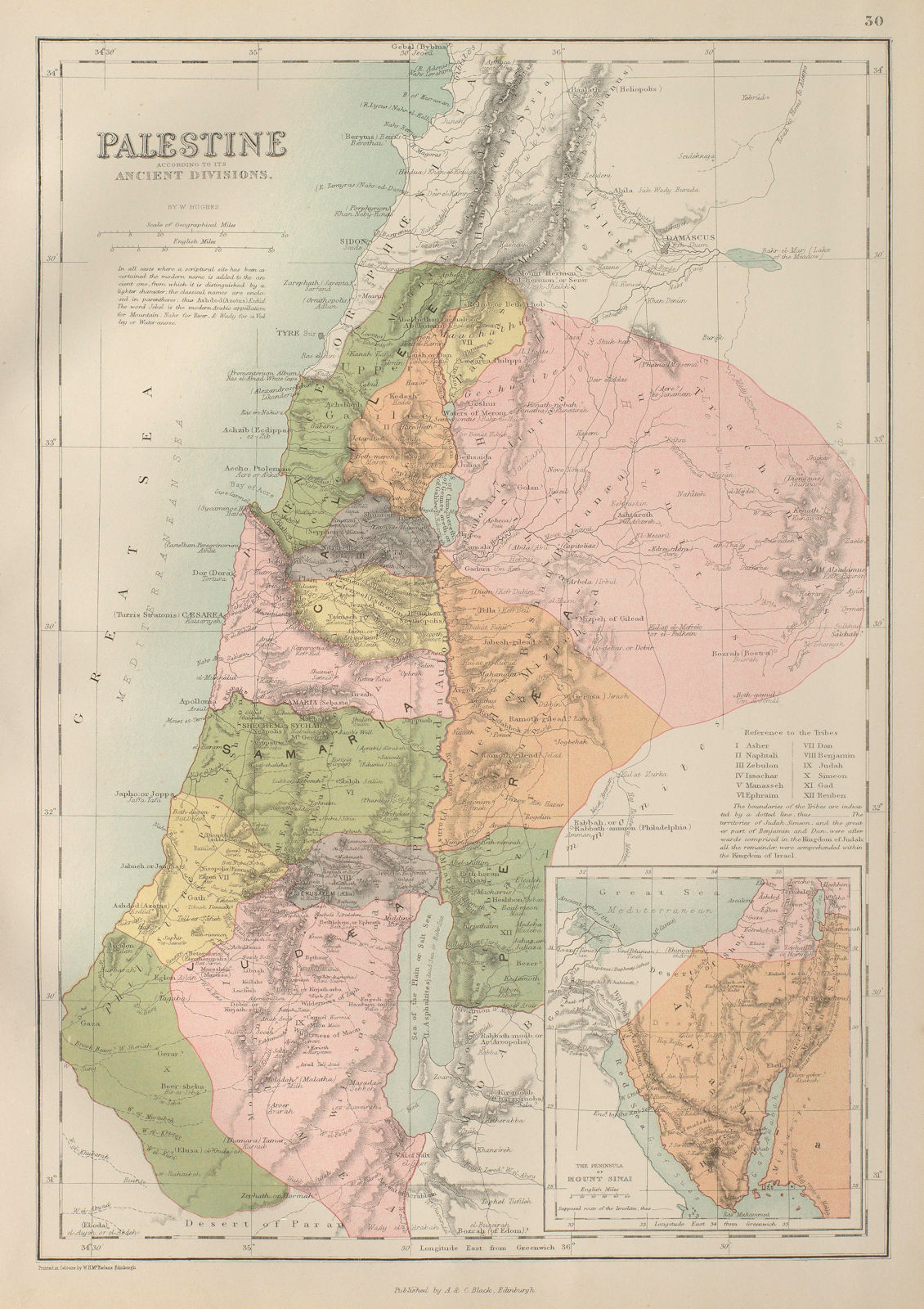 Palestine. 12 tribes of Israel. Holy Land. Lebanon Jordan BARTHOLOMEW 1870 map