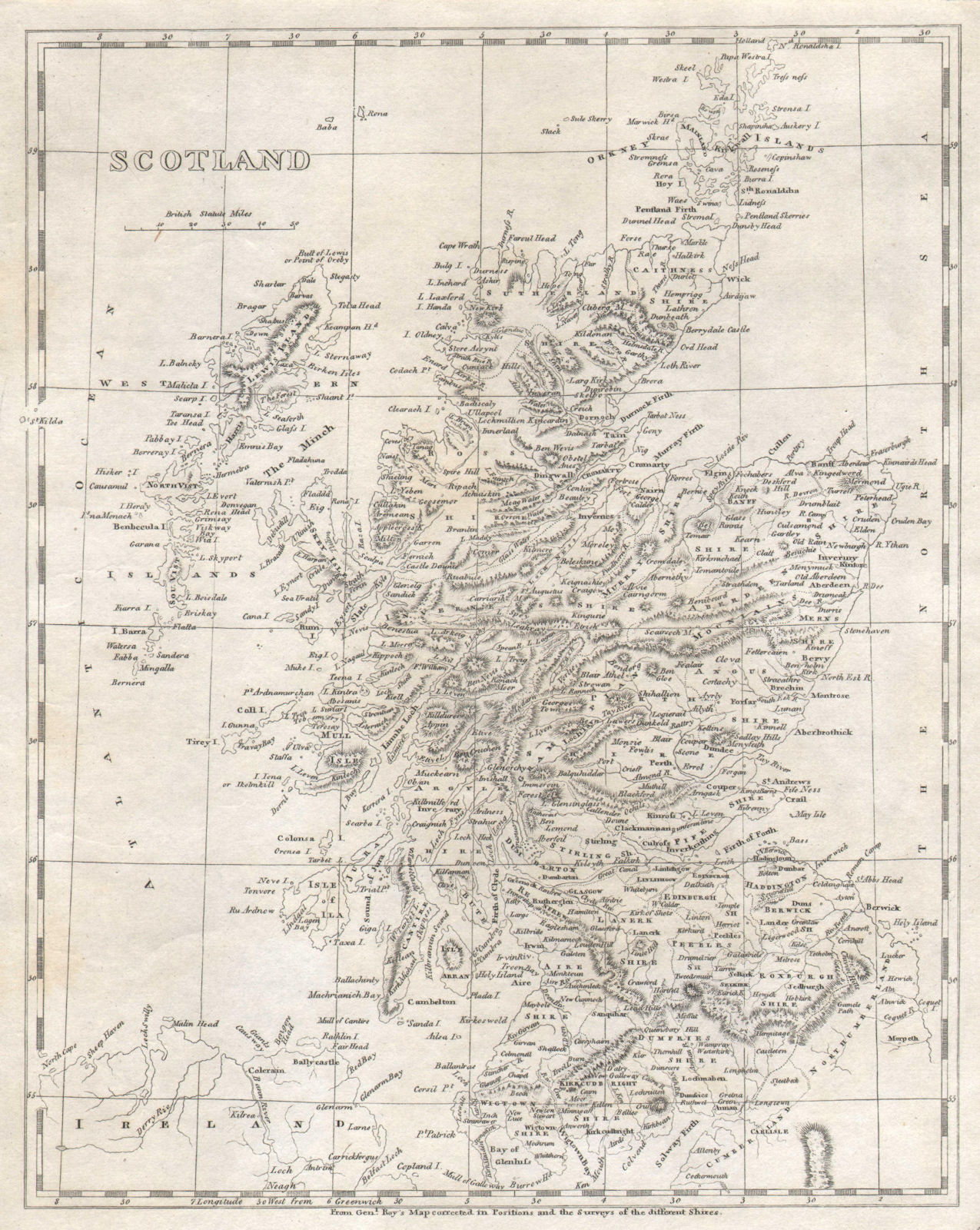Scotland by Arrowsmith & Lewis 1812 old antique vintage map plan chart