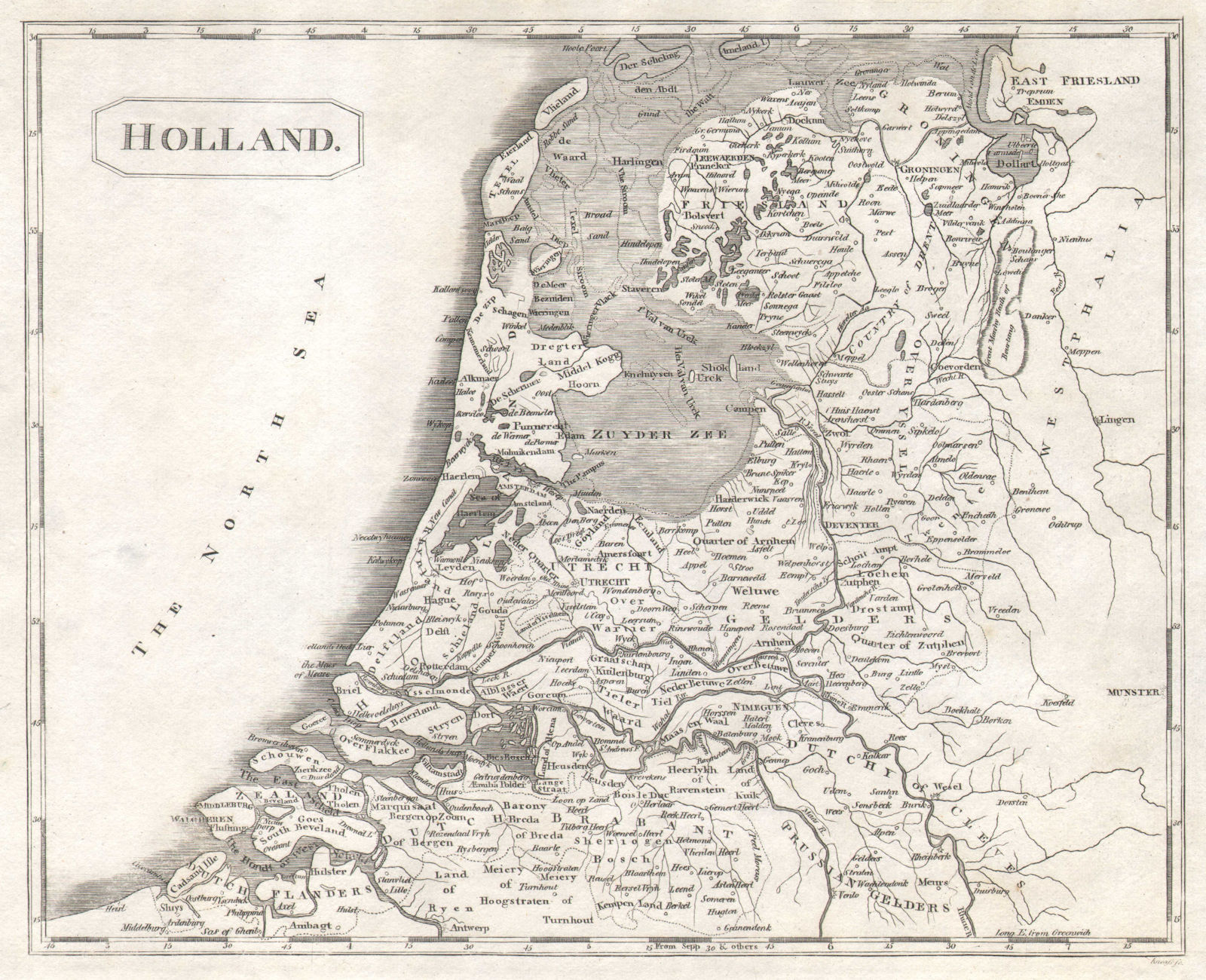 Holland by Arrowsmith & Lewis. Netherlands 1812 old antique map plan chart