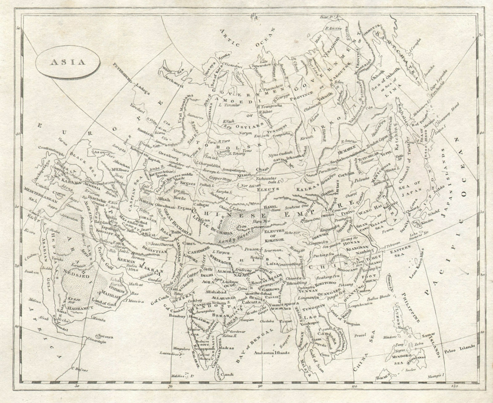 Associate Product Asia by Arrowsmith & Lewis. Arabia. Chinese Empire 1812 old antique map chart
