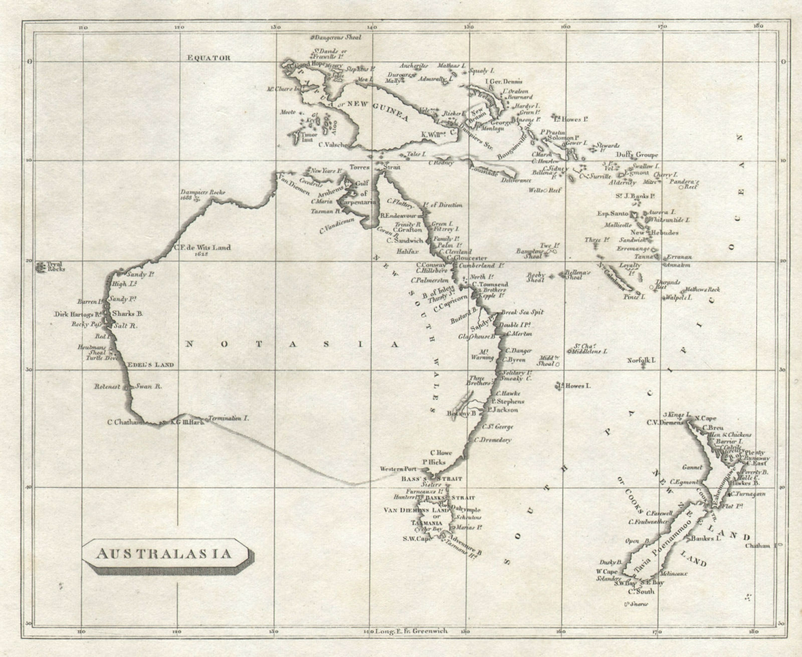 Australasia. Australia Notasia New Zealand Cook's Land ARROWSMITH/LEWIS 1812 map