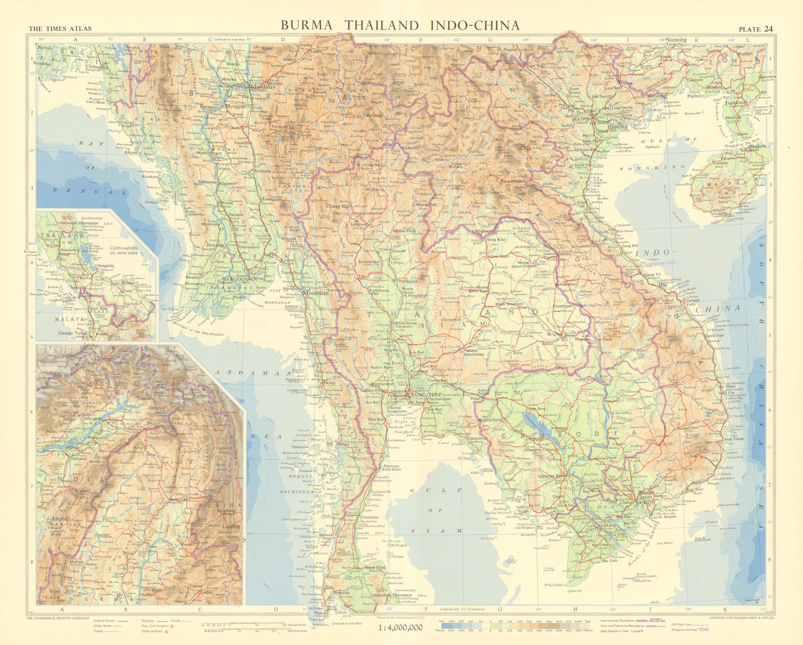 Associate Product Indochina. Burma Thailand Cambodia Laos Vietnam. Indo-China. TIMES 1958 map