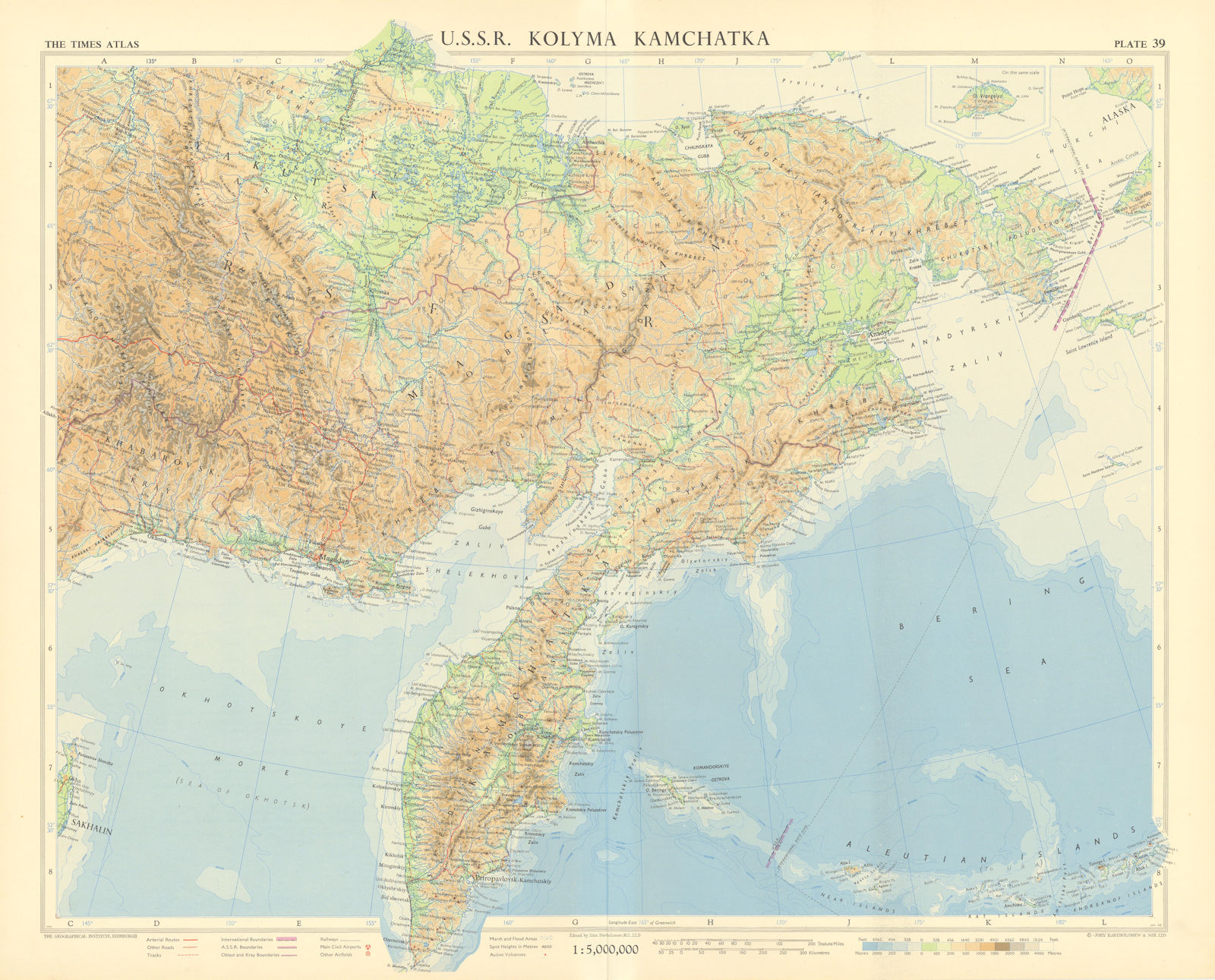 USSR Russian Far East. Kolyma Kamchatka Magadan Chukotka. TIMES 1959 old map