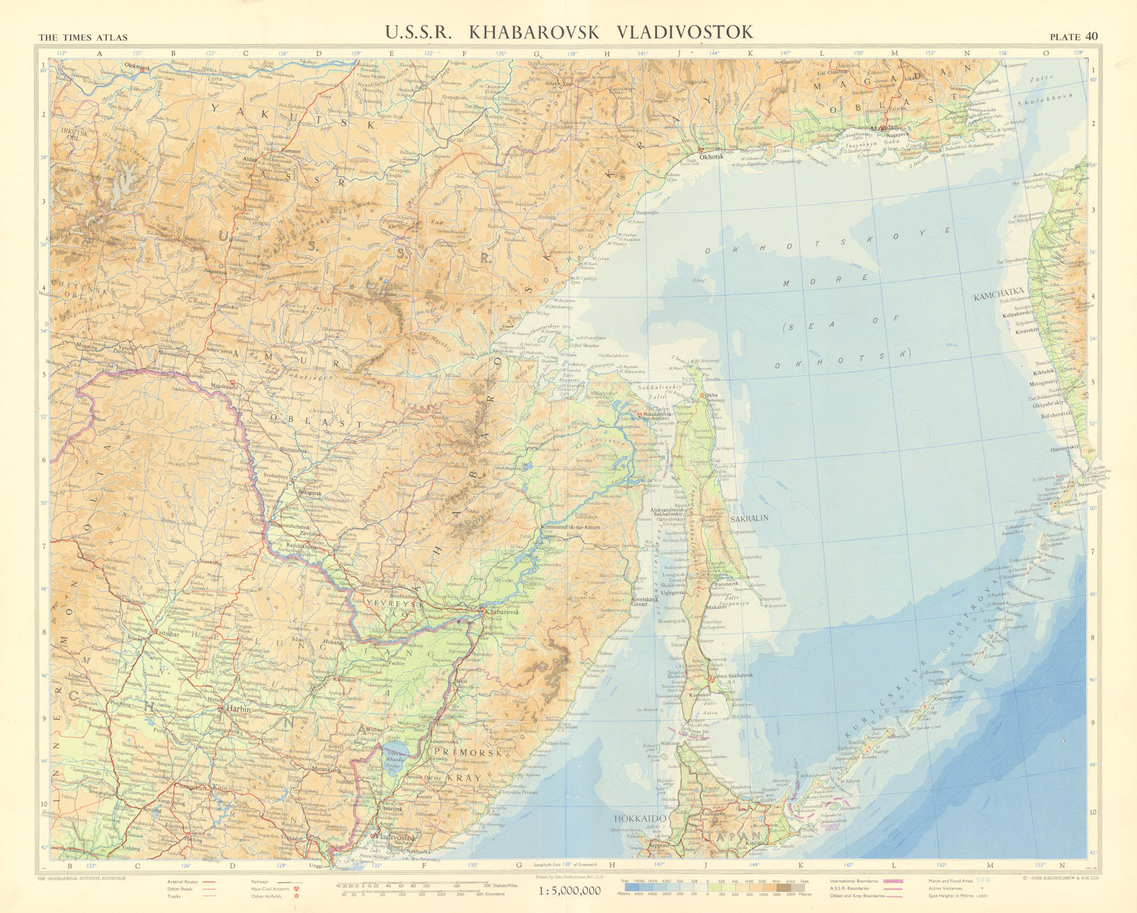 Associate Product USSR Russian Far East. Khabarovsk. Vladivostok Sakhalin. China. TIMES 1959 map