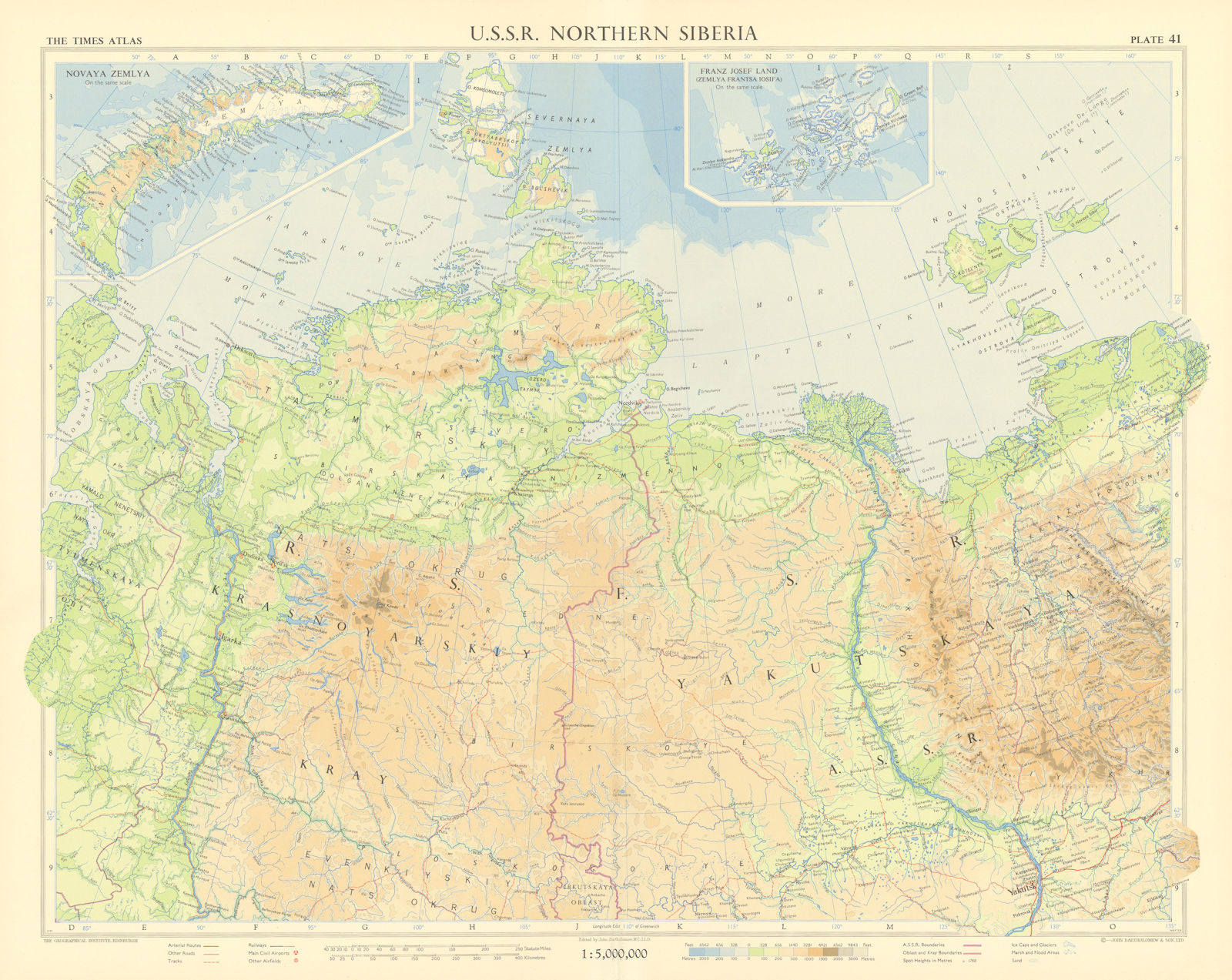 Associate Product USSR Northern Siberia & Arctic. Novaya Zemlya. Russia. TIMES 1959 old map