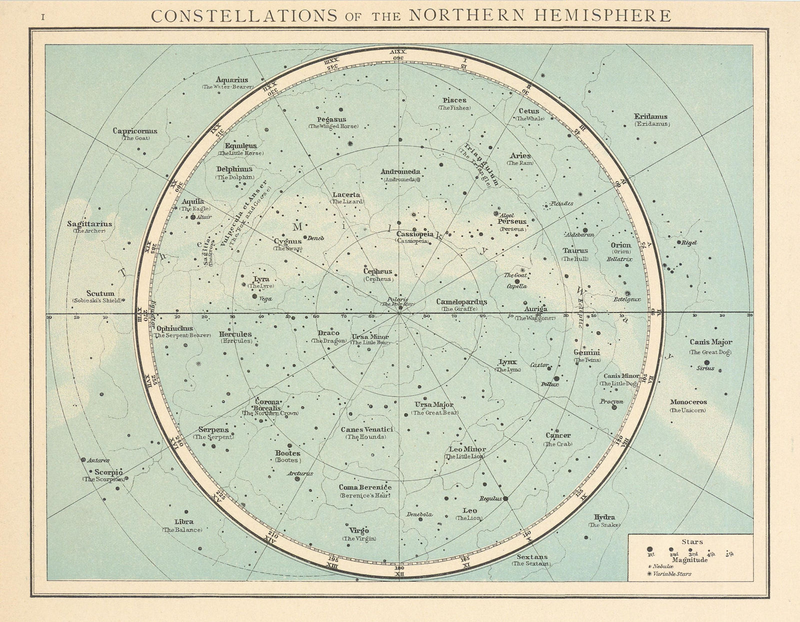 Associate Product Northern Hemisphere constellations. Night sky. Star chart. THE TIMES 1895 map