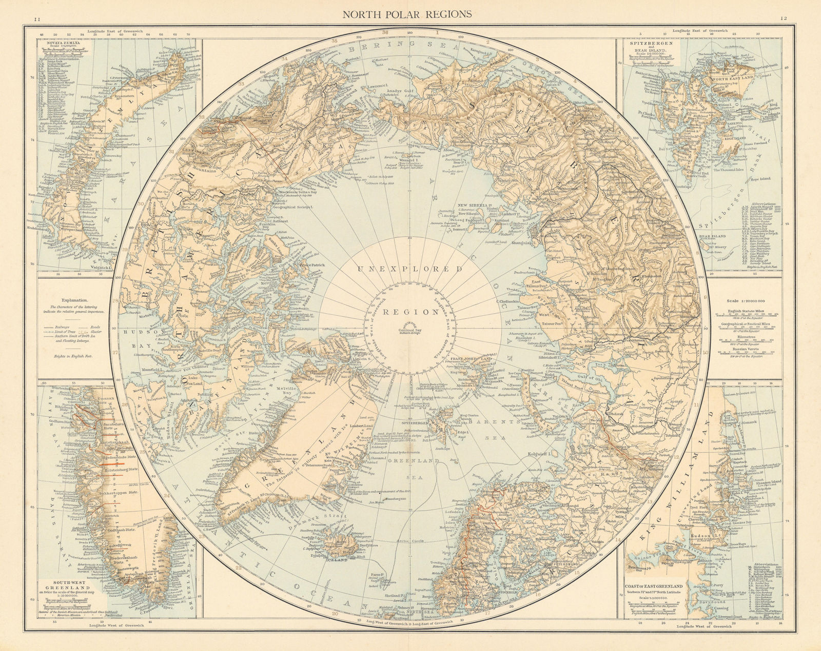 Associate Product North Polar regions. Arctic. Explorers. Greenland Svalbard. THE TIMES 1895 map