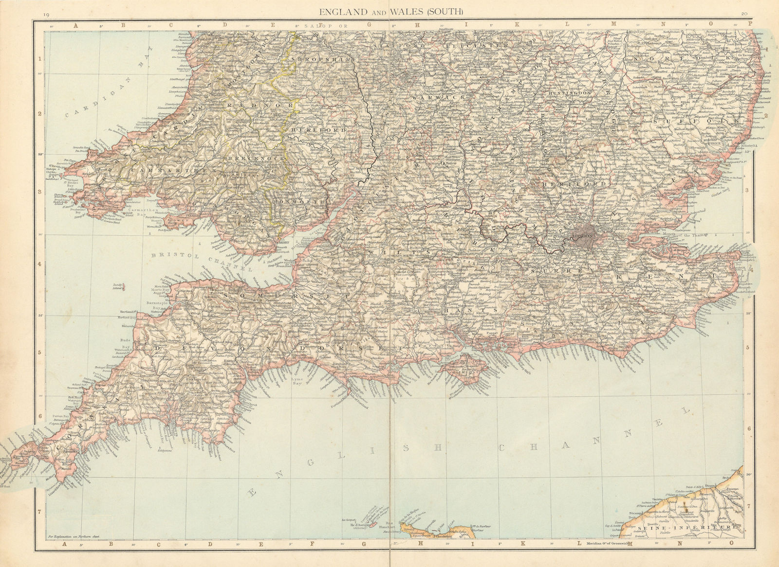 Associate Product England & Wales South. Home counties Devon Cornwall Midlands. TIMES 1895 map