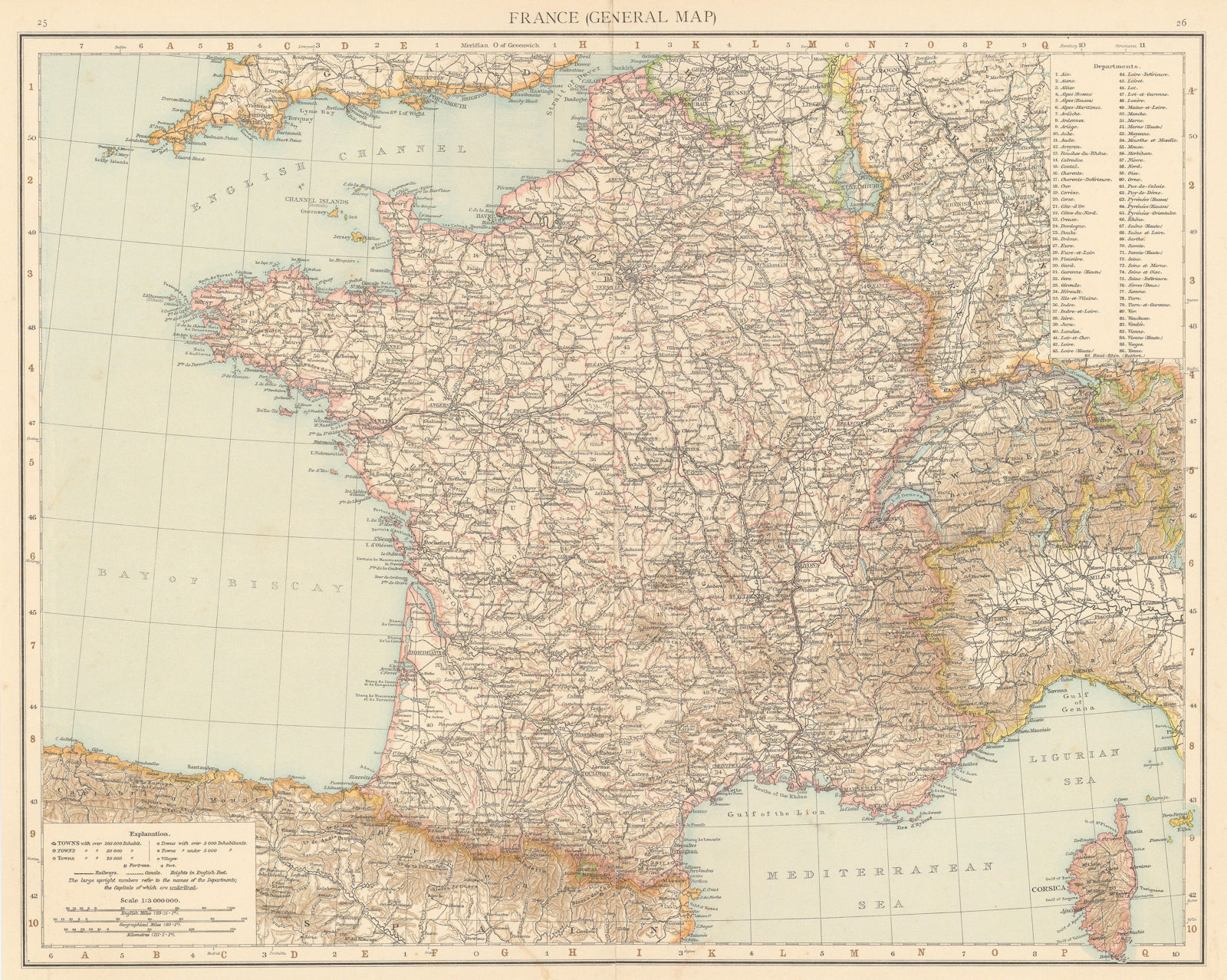 Associate Product France (General map) without Alsace & Lorraine. THE TIMES 1895 old antique