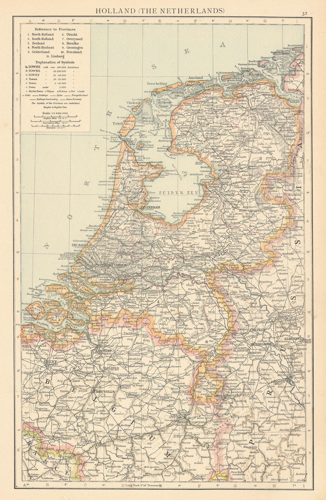 Holland (The Netherlands). Dykes Canals Railways. THE TIMES 1895 old map