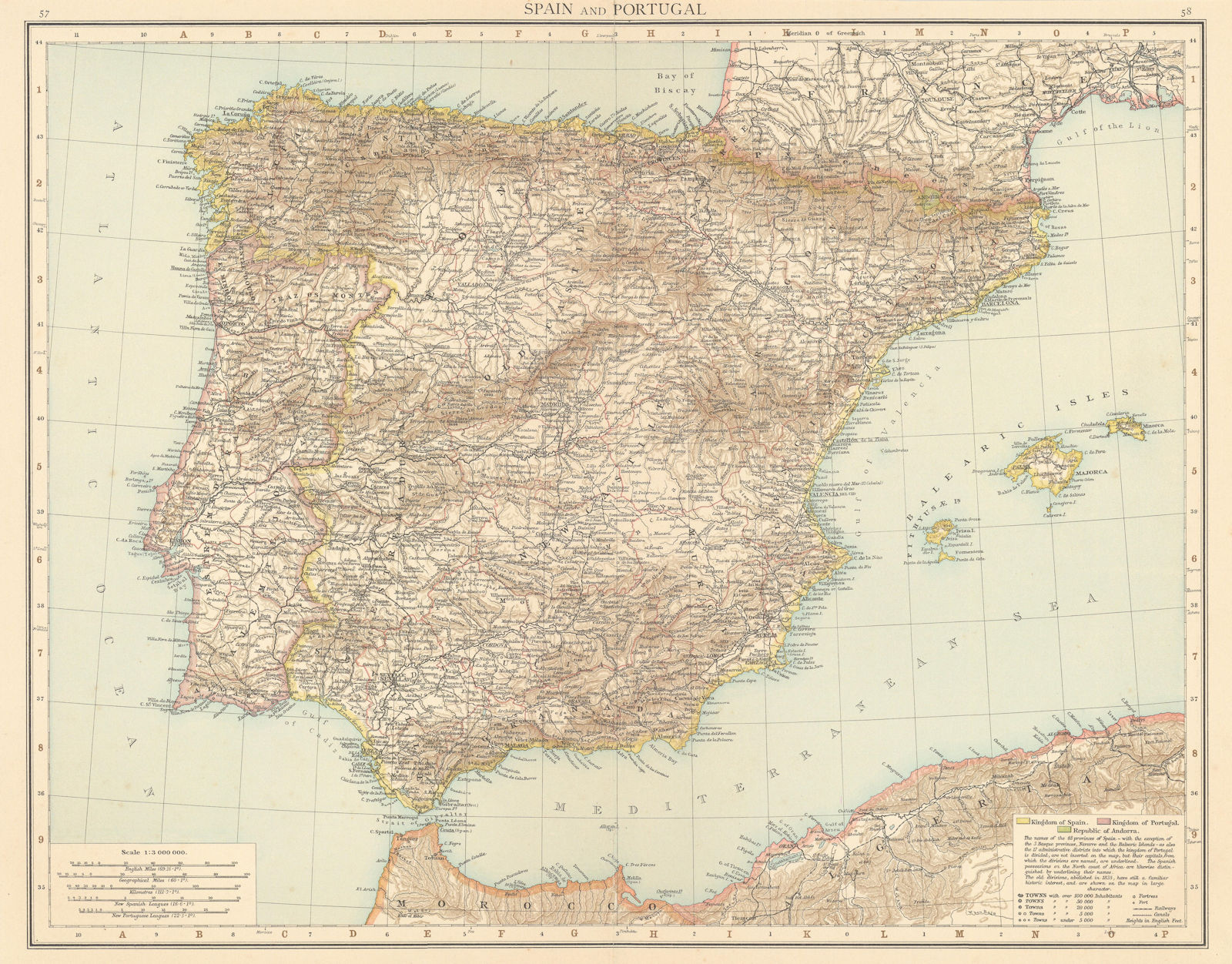 Associate Product Spain & Portugal. Iberia. TIMES 1895 old antique vintage map plan chart