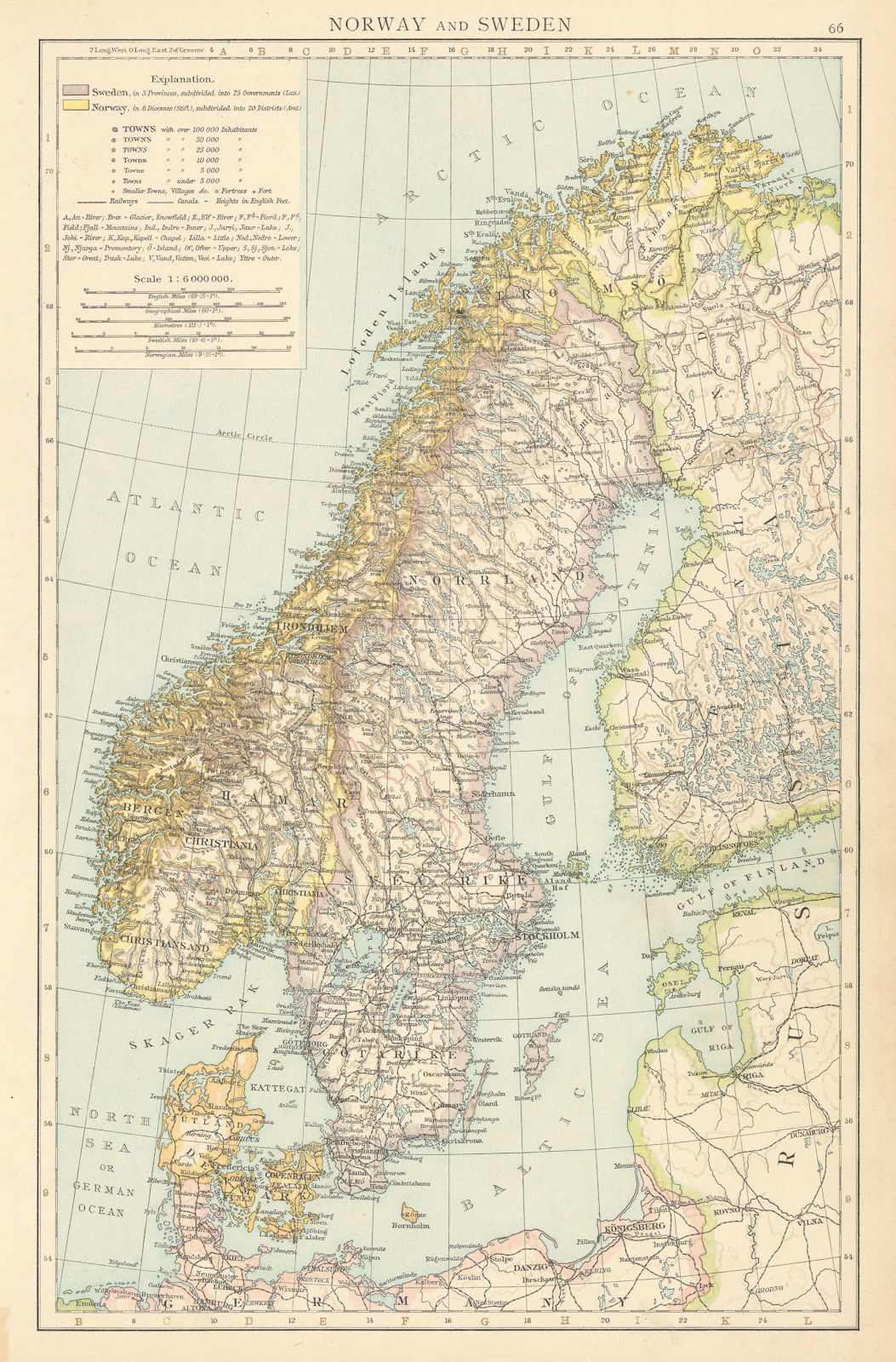 Norway and Sweden. Scandinavia. Denmark. THE TIMES 1895 old antique map chart