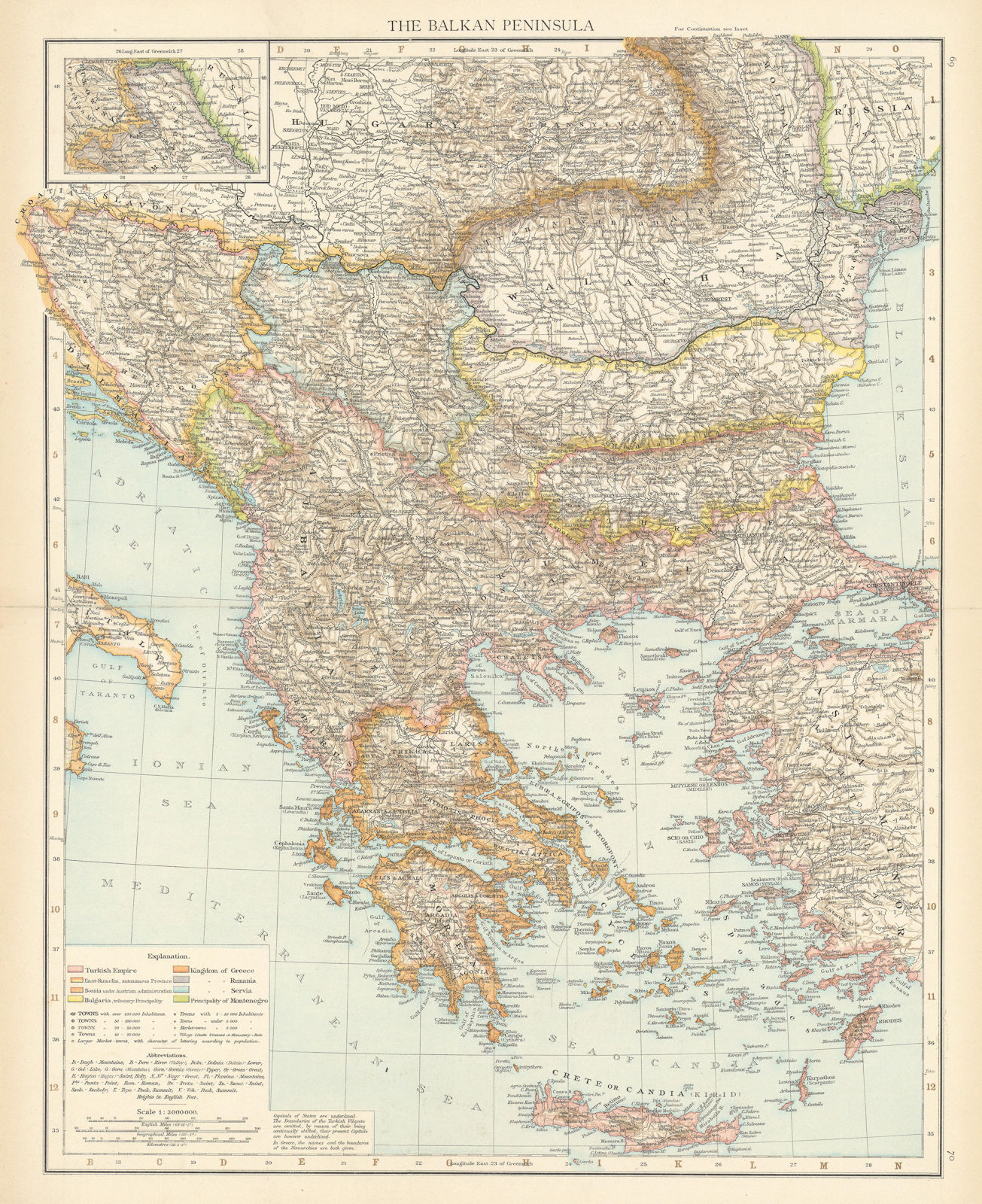 Balkan Peninsula. Turkish Empire. East Rumelia Greece Servia. THE TIMES 1895 map