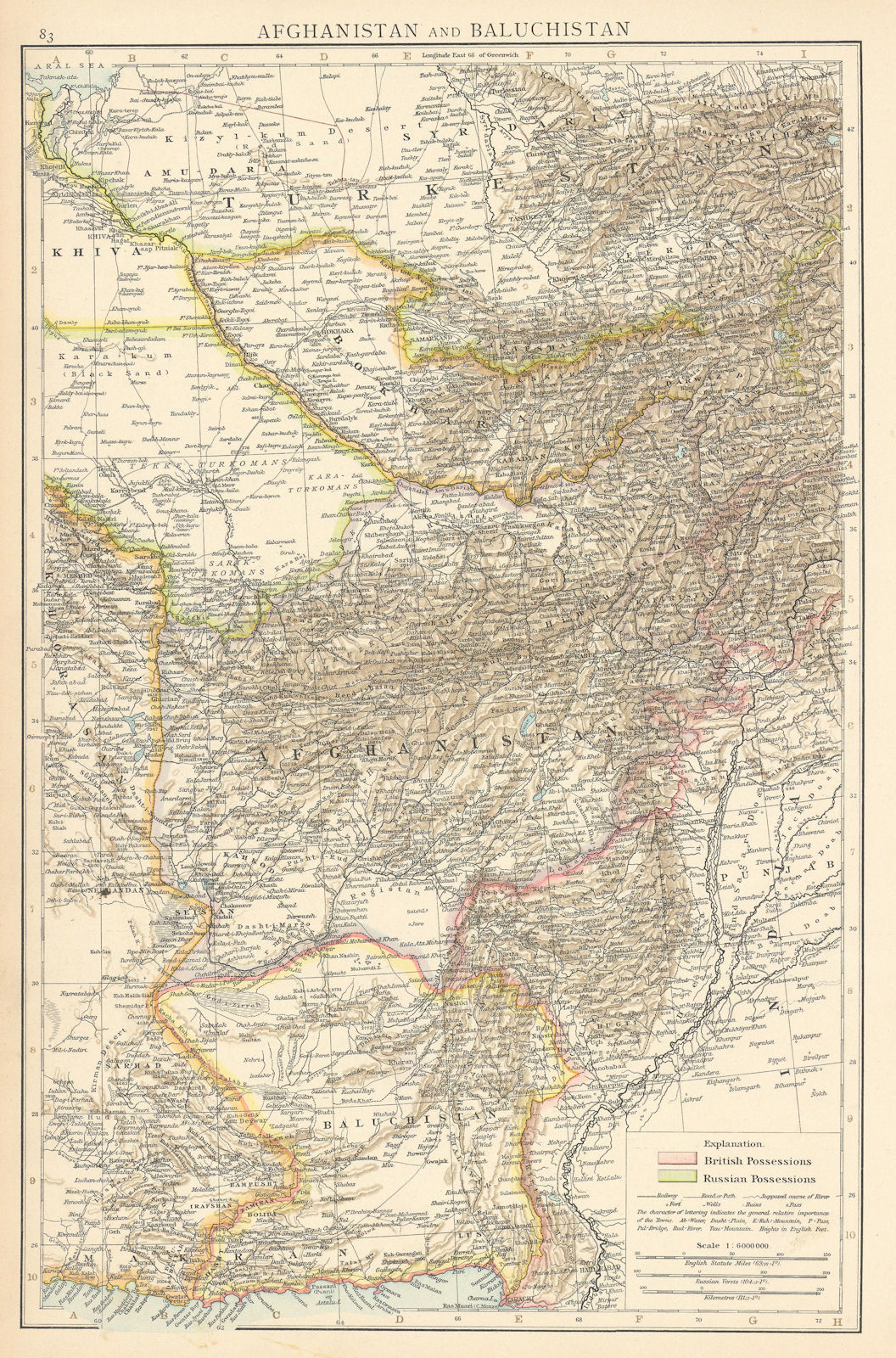 Associate Product Central Asia. Afghanistan Baluchistan Pakistan Uzbekistan Bokhara TIMES 1895 map