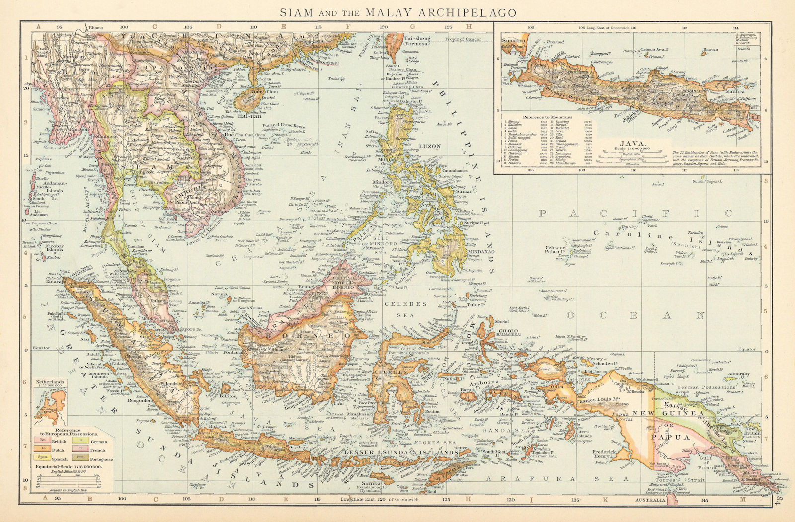 Siam and the Malay Archipelago. Indonesia Indochina Philippines. TIMES 1895 map