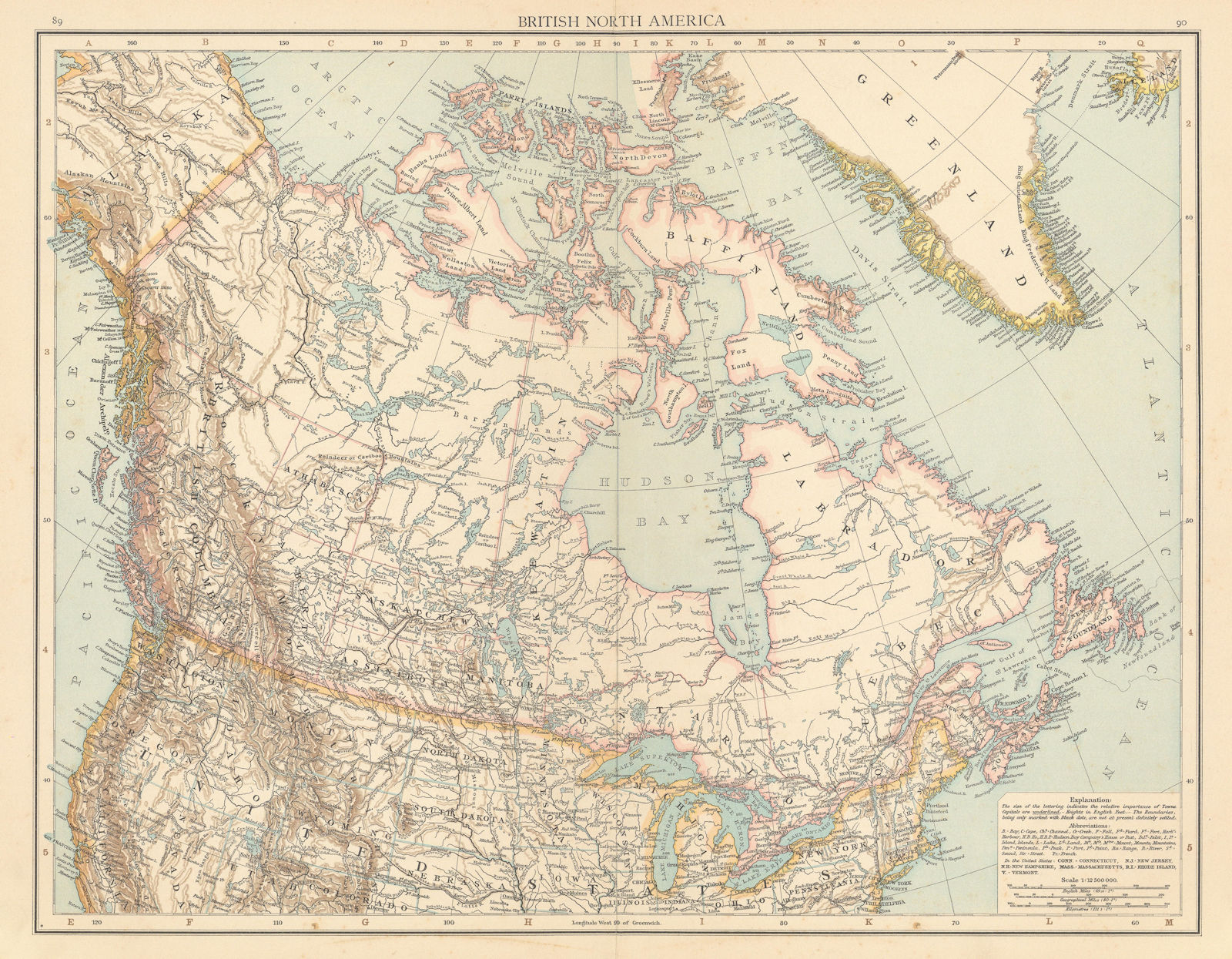British North America. Canada. THE TIMES 1895 old antique map plan chart