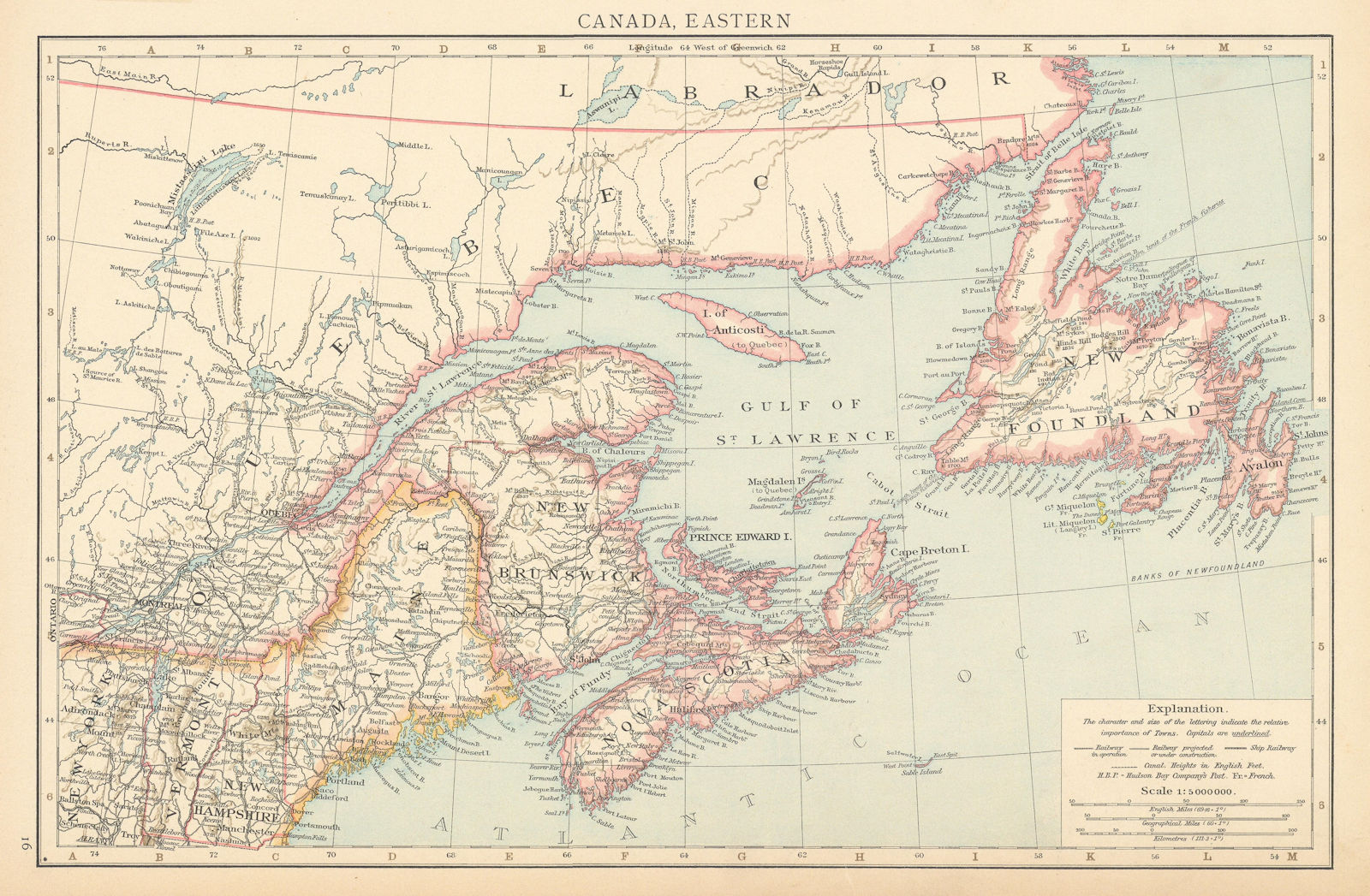Canada, Eastern. Gulf of St Lawrence. Maritime Provinces. THE TIMES 1895 map