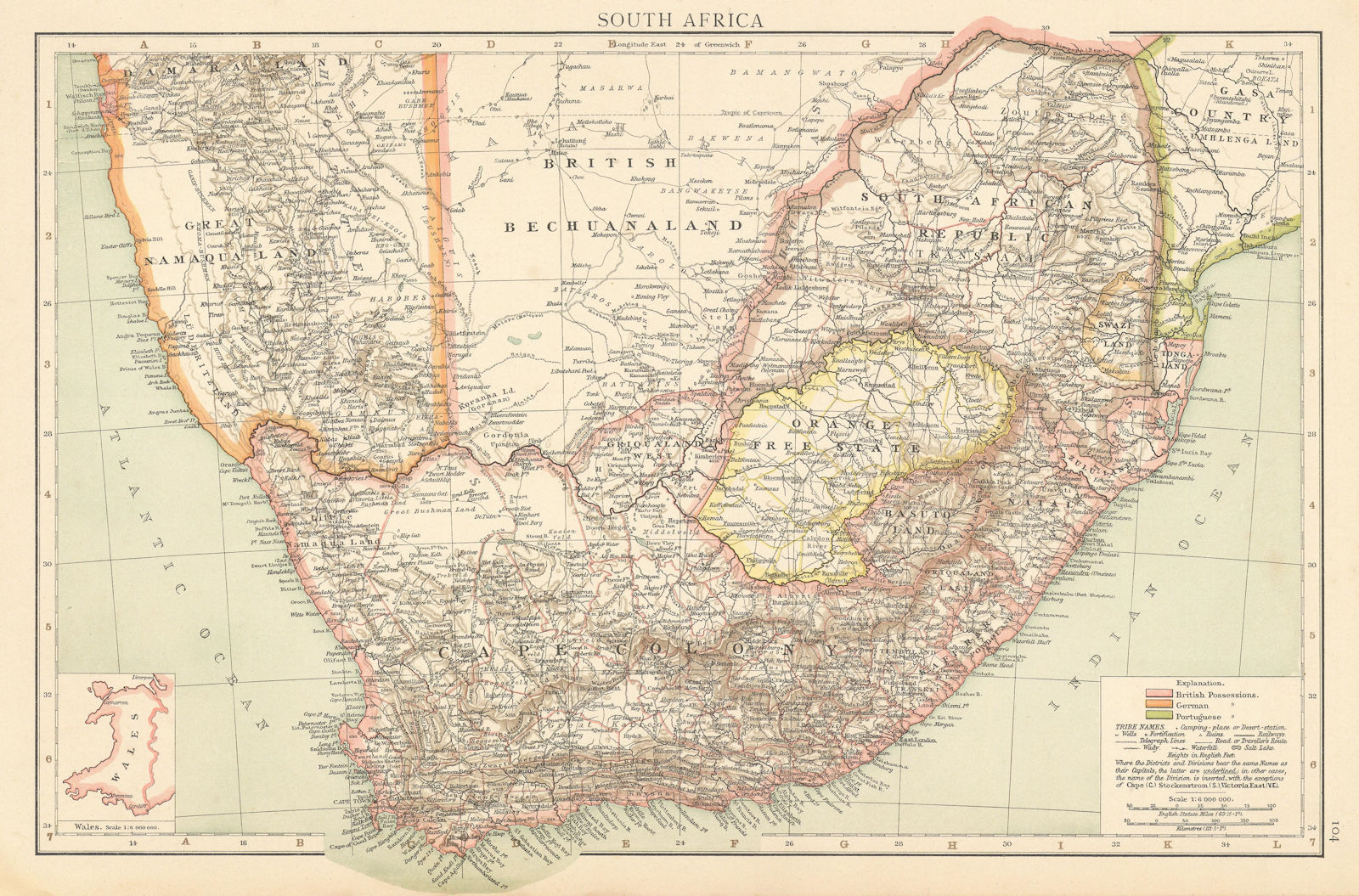 Colonial Southern Africa. Namaqua-Land Bechuanaland. Cape Colony. TIMES 1895 map