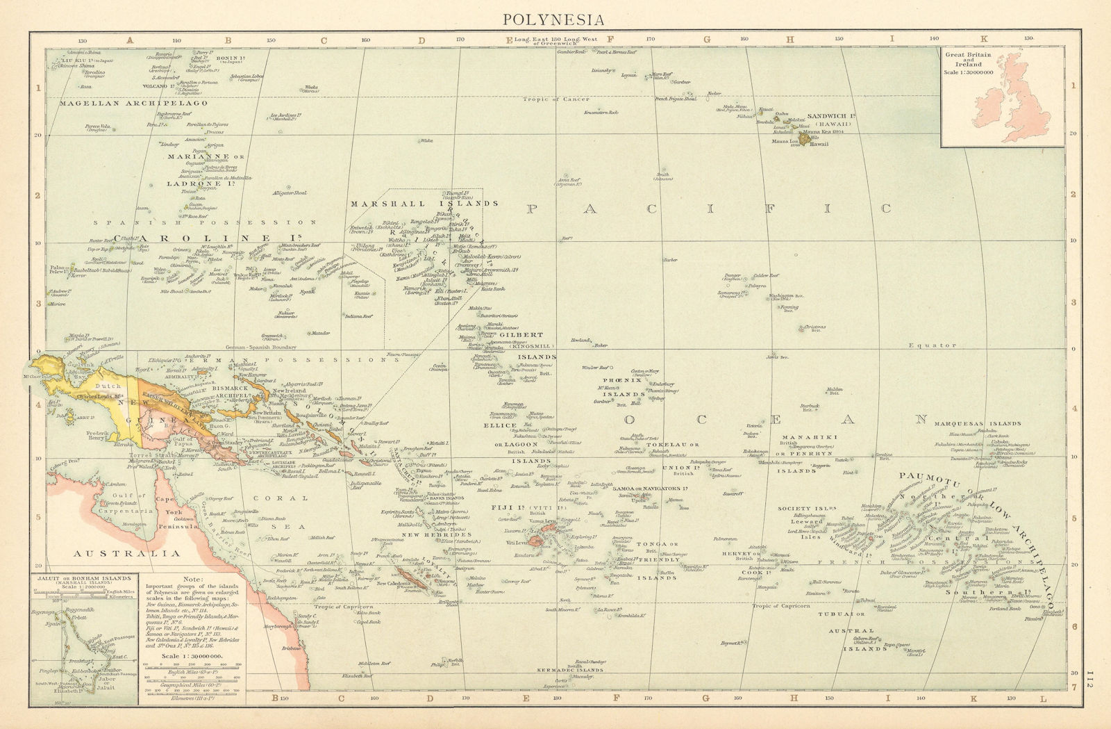 Pacific Islands. Polynesia Micronesia Melanesia. Fiji Caroline &c TIMES 1895 map
