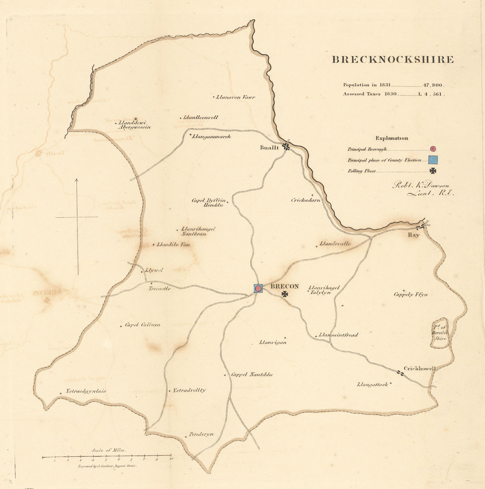Associate Product Brecknockshire county map. Boroughs polling places electoral REFORM ACT 1832