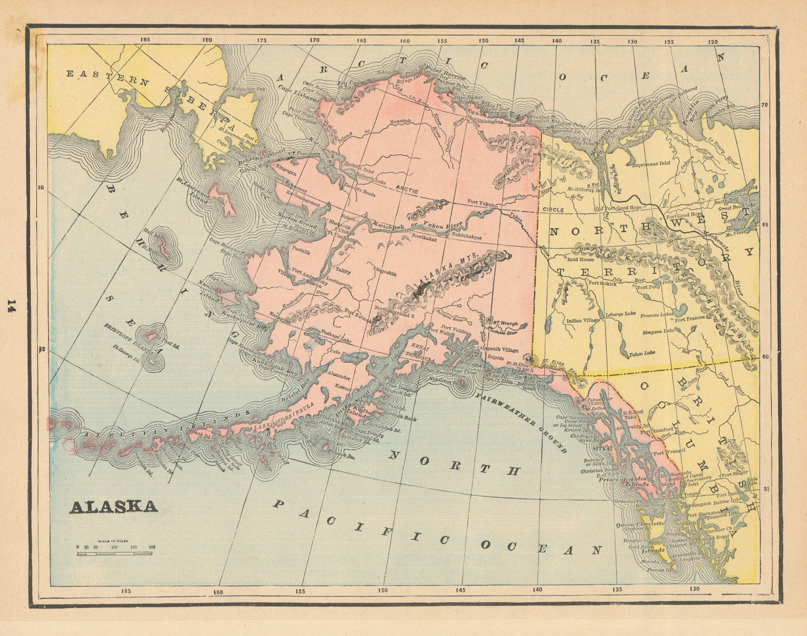 Associate Product Alaska state map. CRAM 1894 old antique vintage plan chart