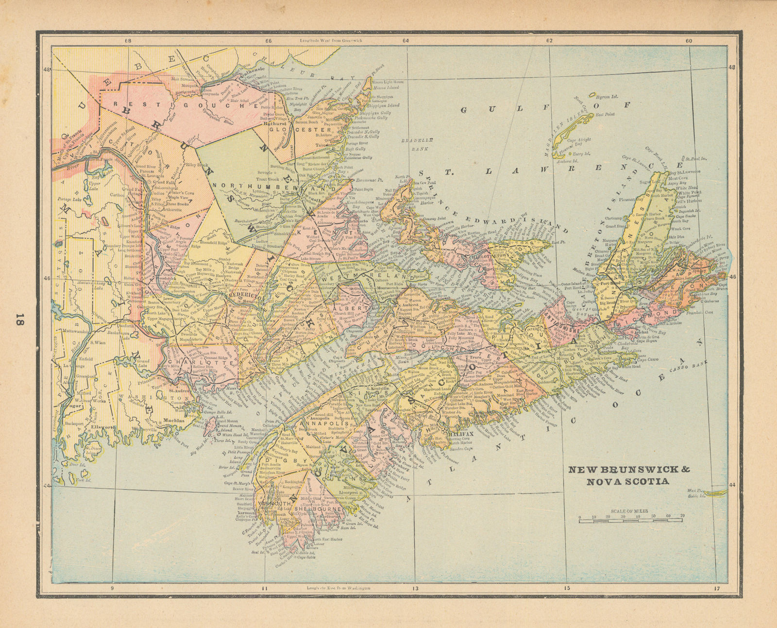 Associate Product New Brunswick & Nova Scotia. Prince Edward Island. Canada. CRAM 1894 old map