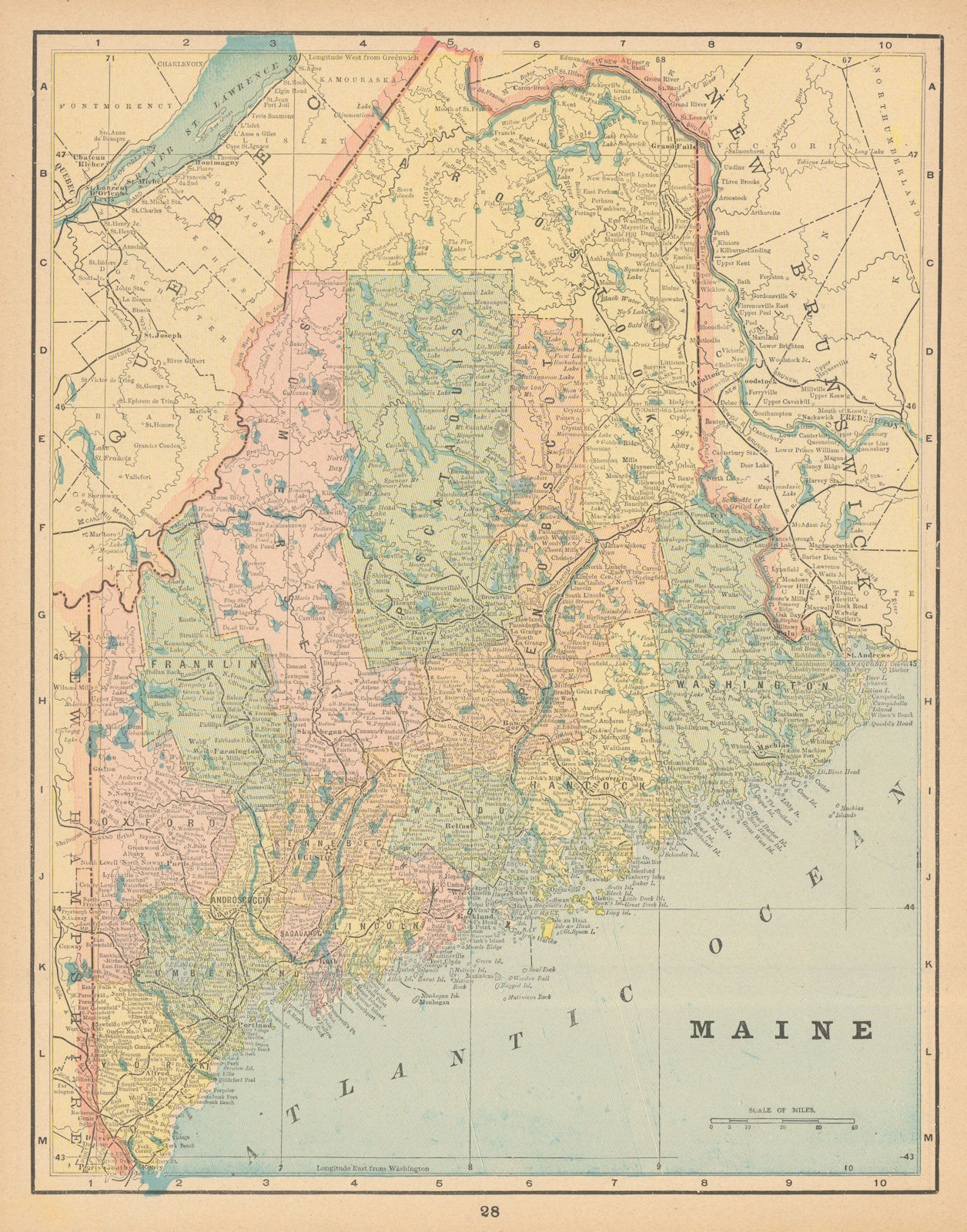 Associate Product Maine state map in counties. CRAM 1894 old antique vintage plan chart