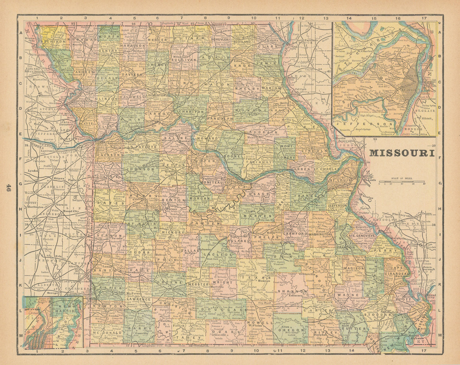 Associate Product Missouri state map in counties. CRAM 1894 old antique vintage plan chart