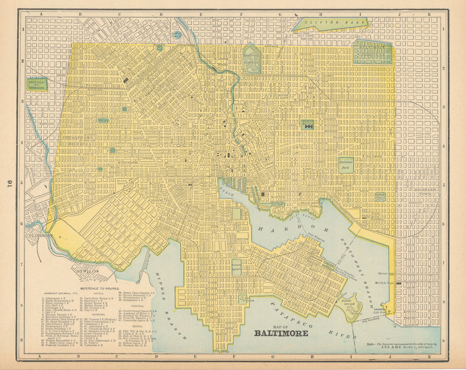 Associate Product Map of Baltimore town city plan. Maryland. CRAM 1894 old antique chart