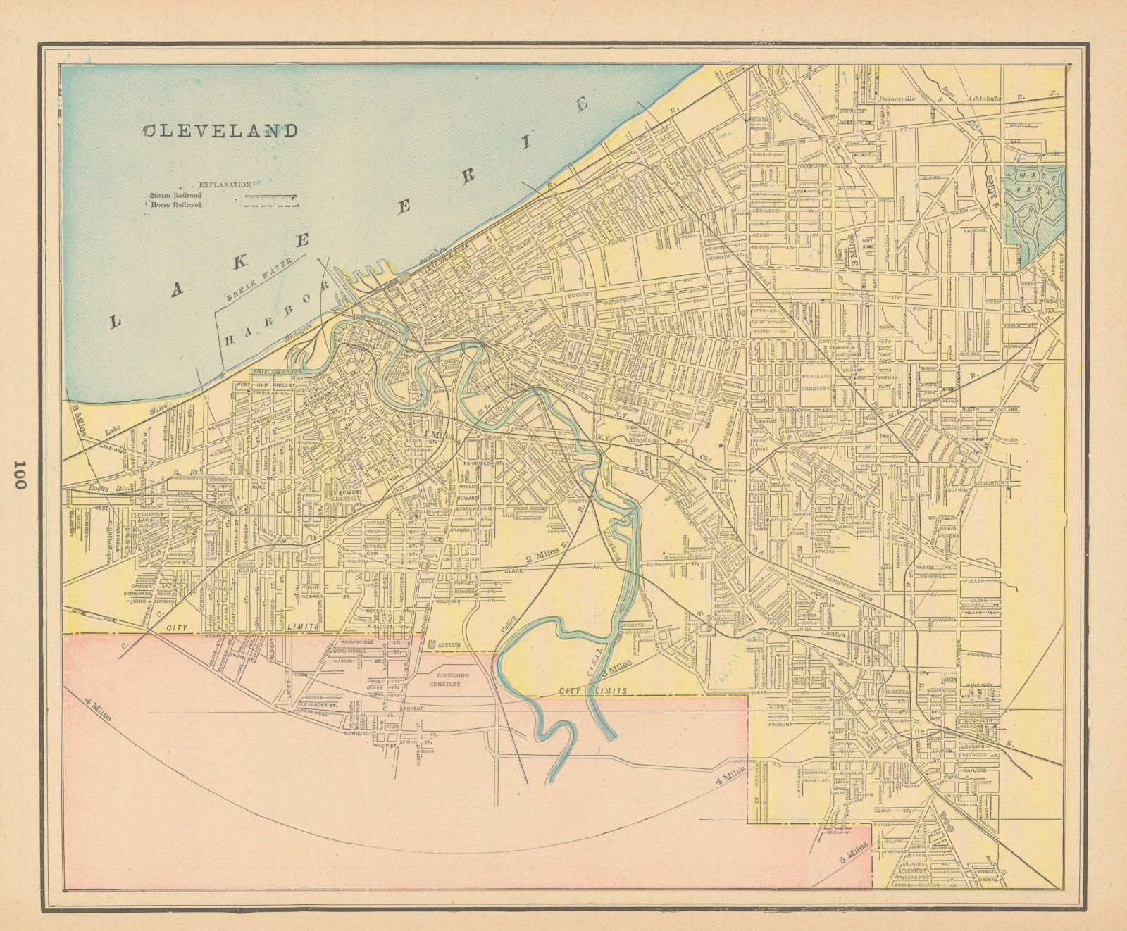 Cleveland town city plan. Ohio. CRAM 1894 old antique vintage map chart