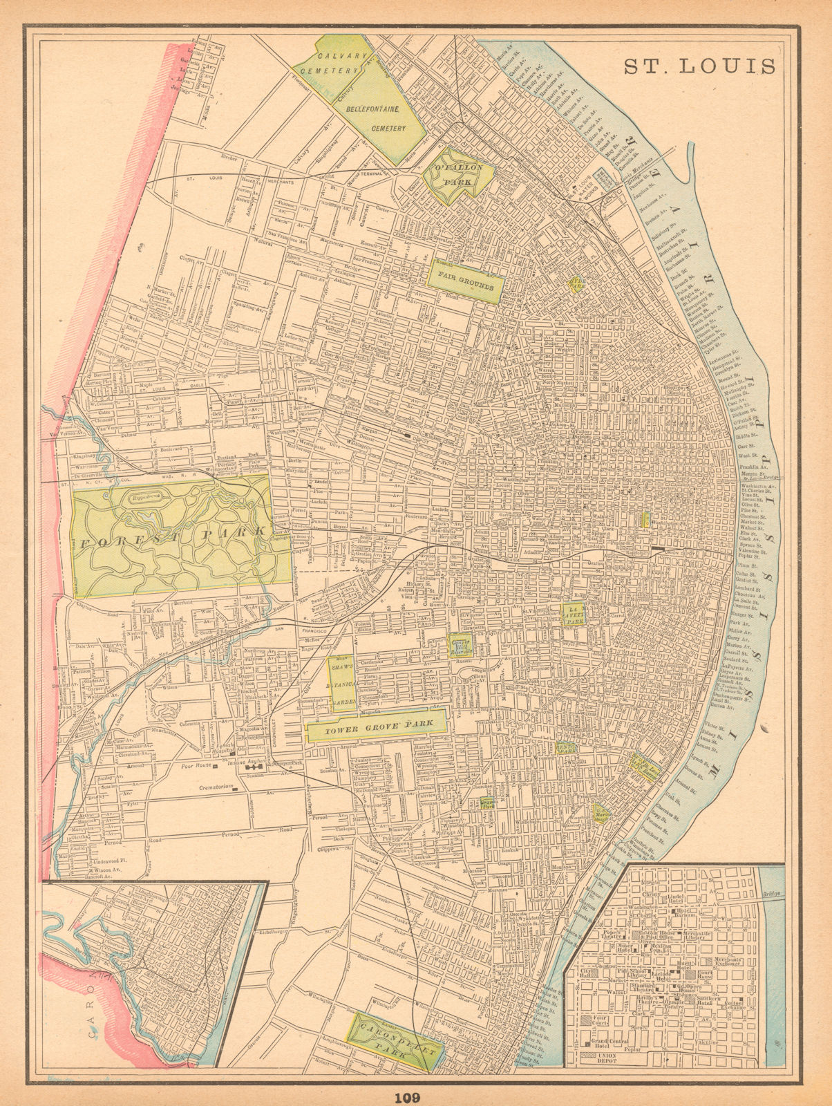 Associate Product Saint Louis town city plan. Missouri. CRAM 1894 old antique map chart