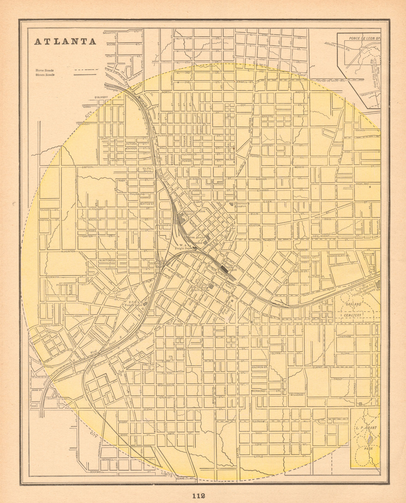 Atlanta town city plan. Georgia. CRAM 1894 old antique vintage map chart