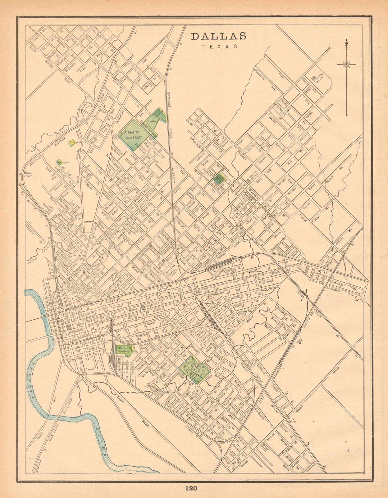 Associate Product Dallas town city plan. Texas. CRAM 1894 old antique vintage map chart