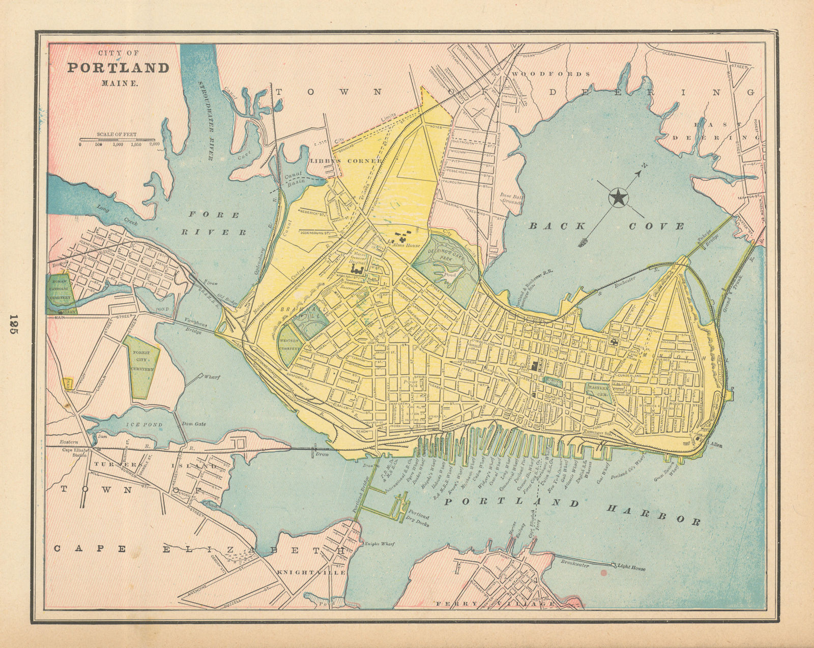 Associate Product City of Portland town plan. Maine. CRAM 1894 old antique map chart