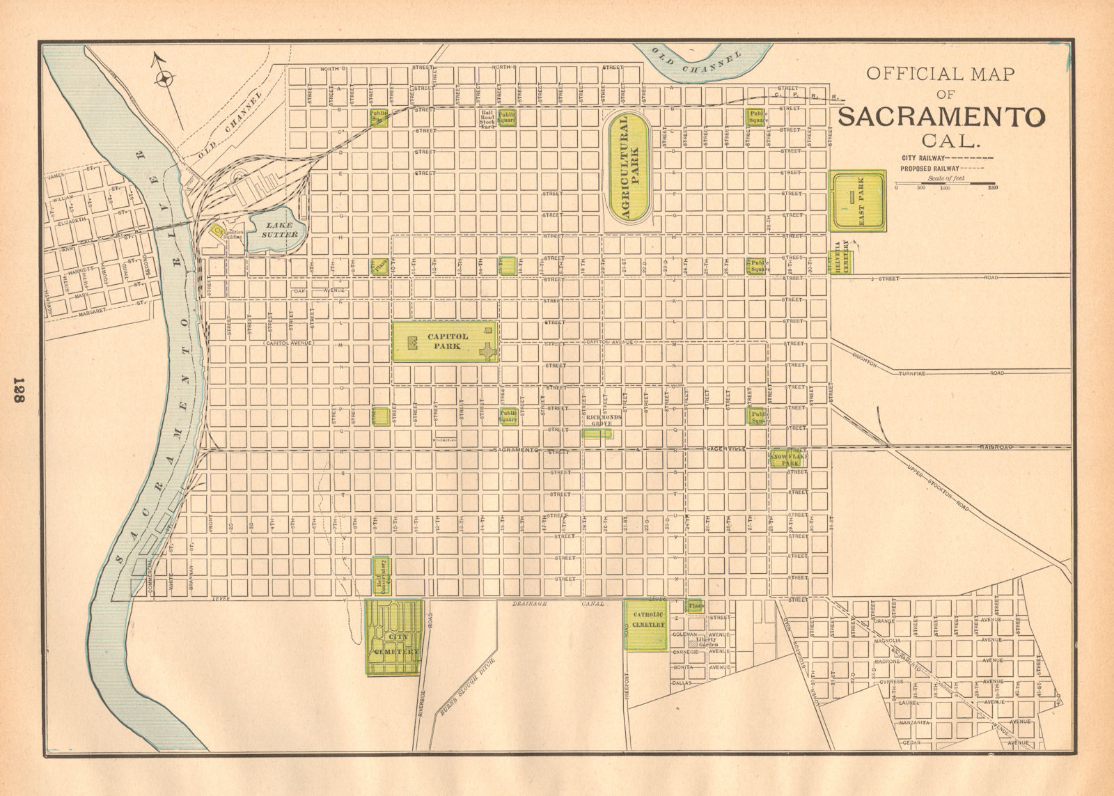 Associate Product Official map of Sacramento town city plan. California. CRAM 1894 old