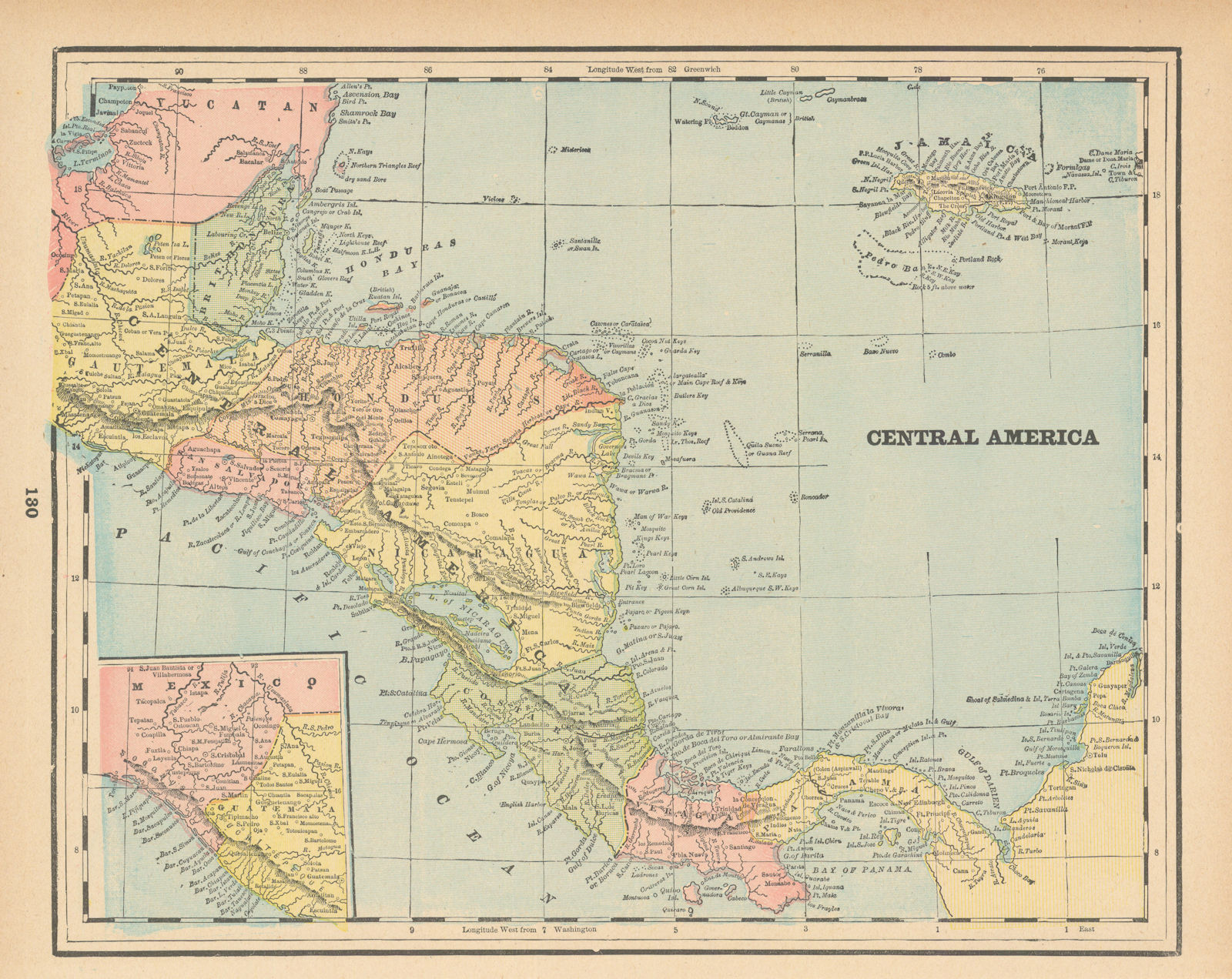 Central America. Shows Veragua as an independent nation. CRAM 1894 old map