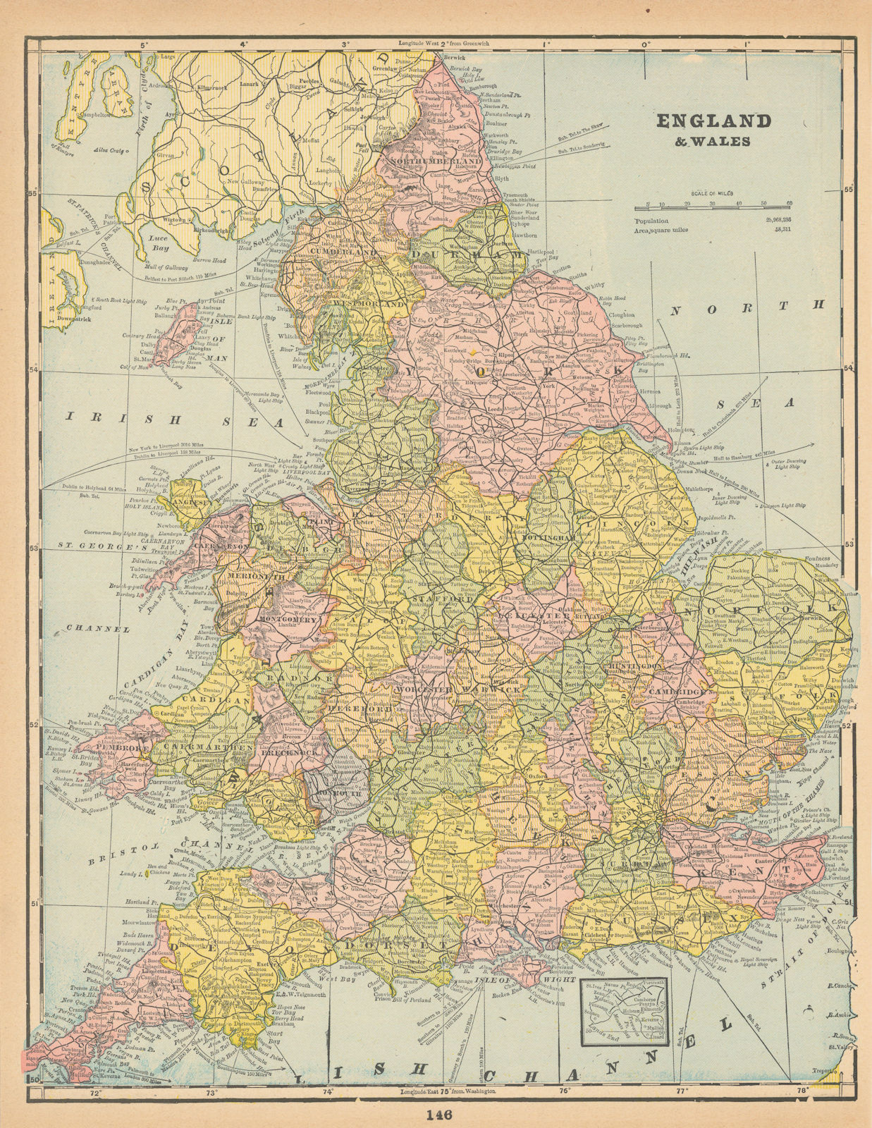 Associate Product England & Wales. Counties & railways. CRAM 1894 old antique map plan chart