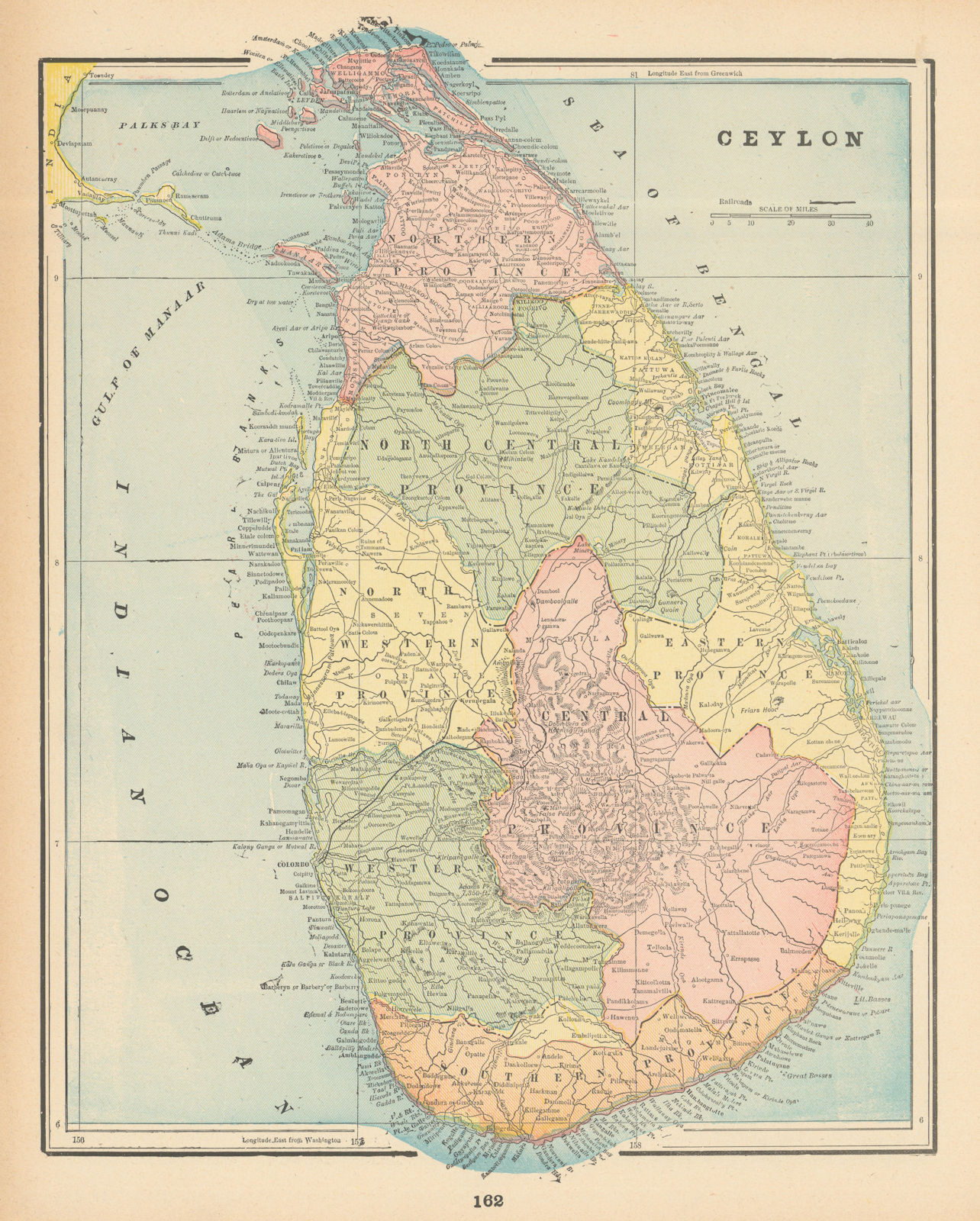 Ceylon. Sri Lanka in provinces. CRAM 1894 old antique vintage map plan chart