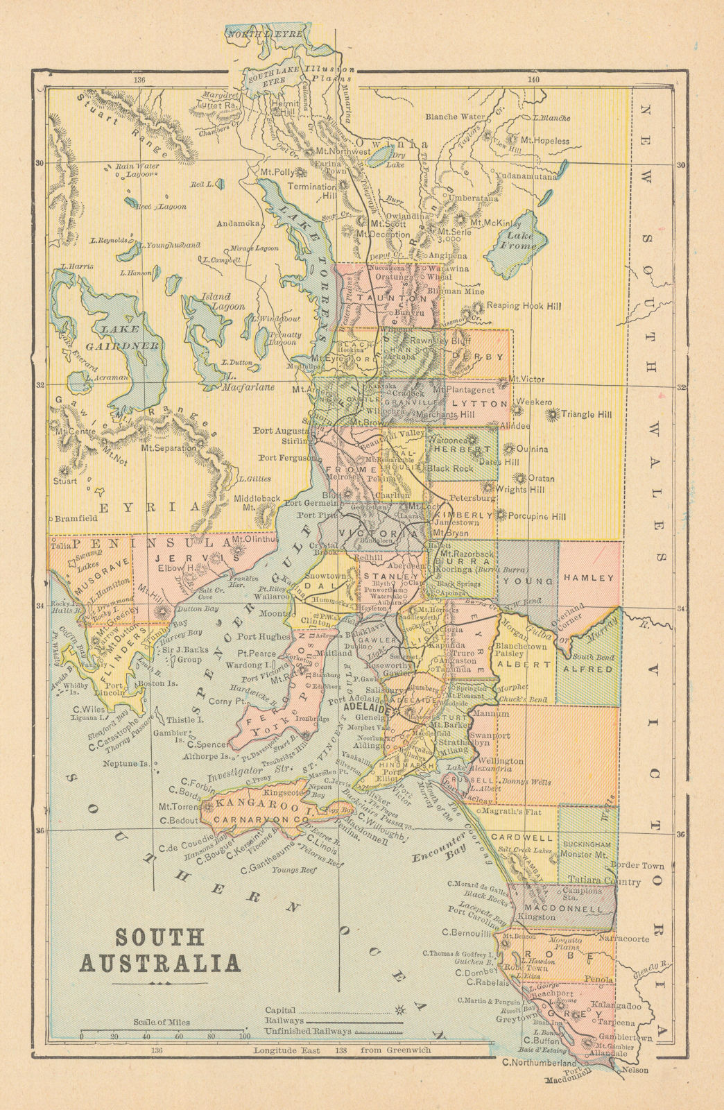 Associate Product South Australia. CRAM 1894 old antique vintage map plan chart