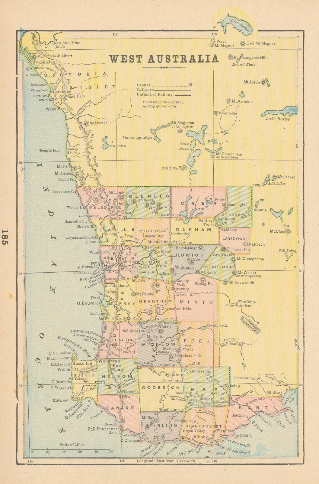 Associate Product West Australia. Western Australia. CRAM 1894 old antique map plan chart