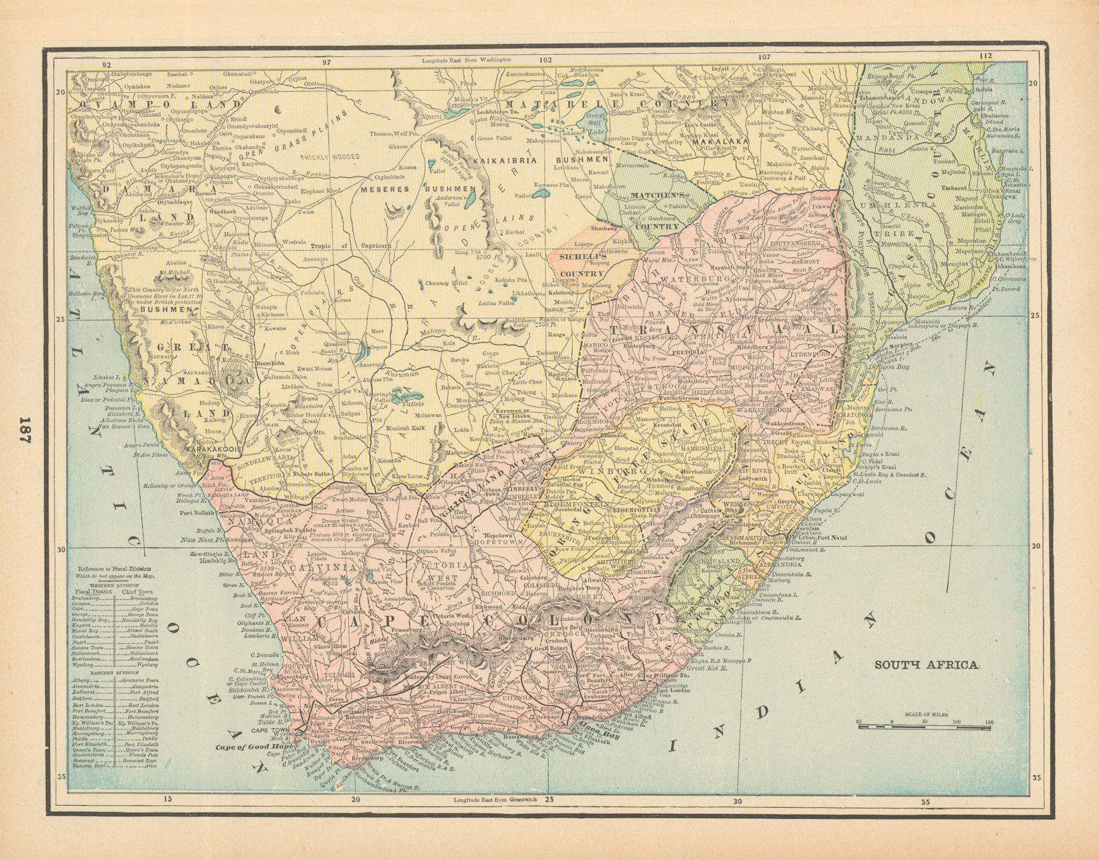 Associate Product South Africa. Sichel's / Matchen's / Gasa Country. Mozambique. CRAM 1894 map