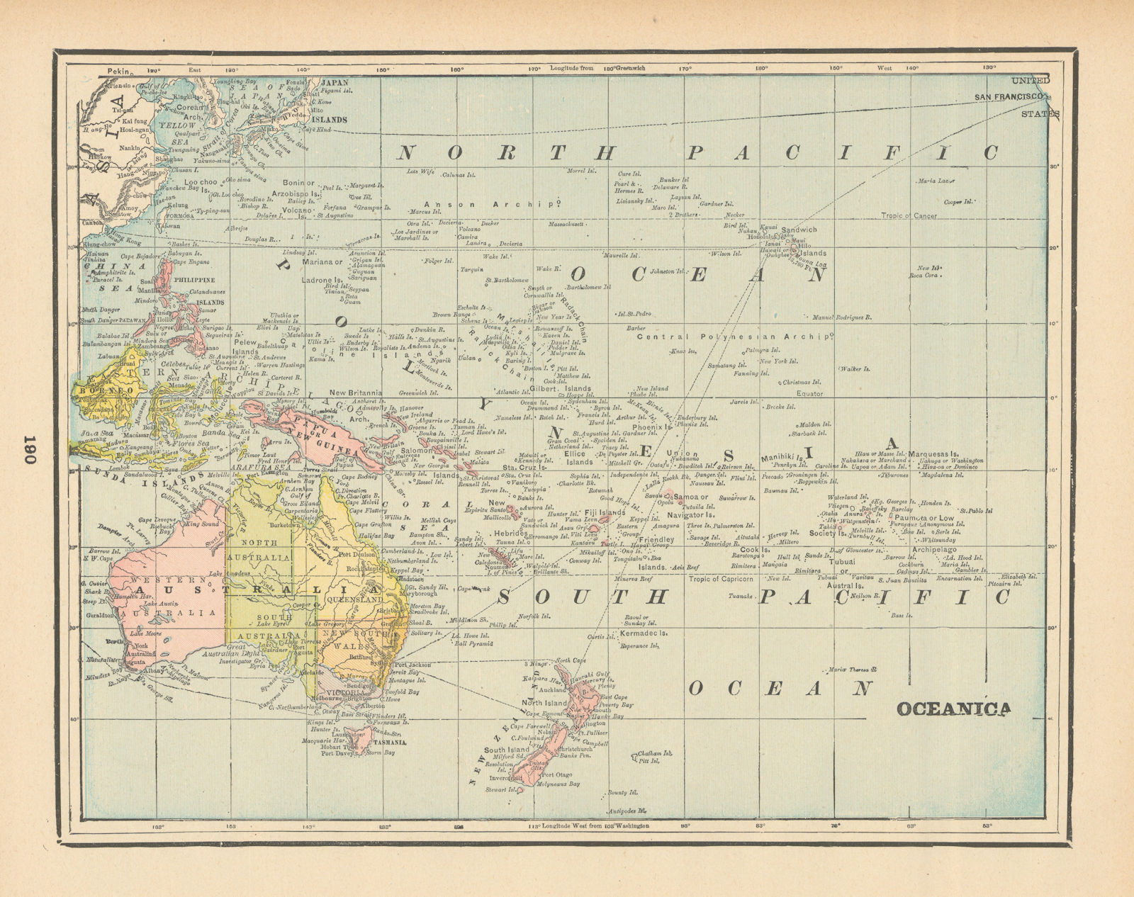 Associate Product Oceanica. Oceania. Pacific Ocean. Australasia Melanesia Polynesia CRAM 1894 map