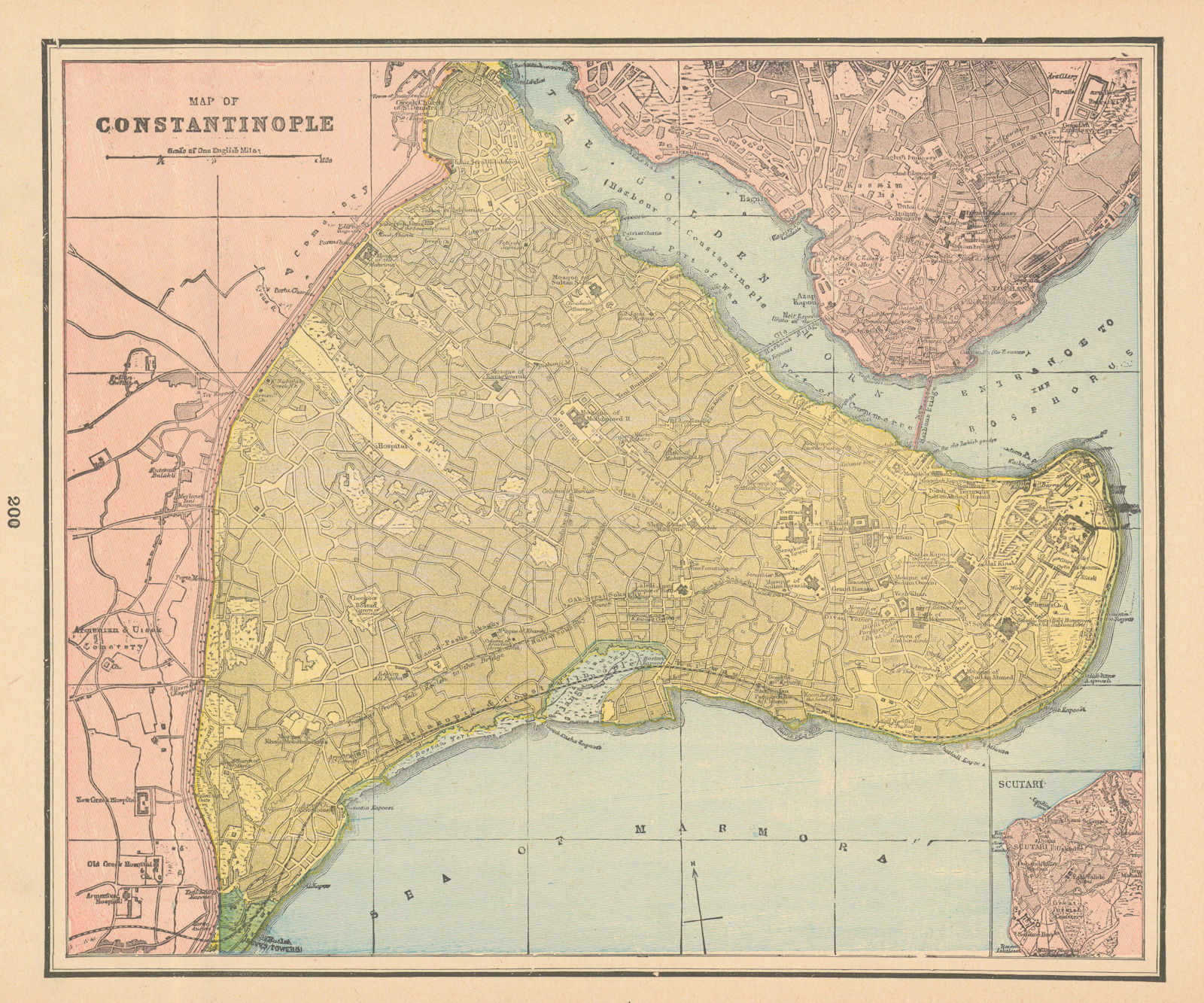 Associate Product Map of Constantinople town city plan. Turkey. CRAM 1894 old antique chart