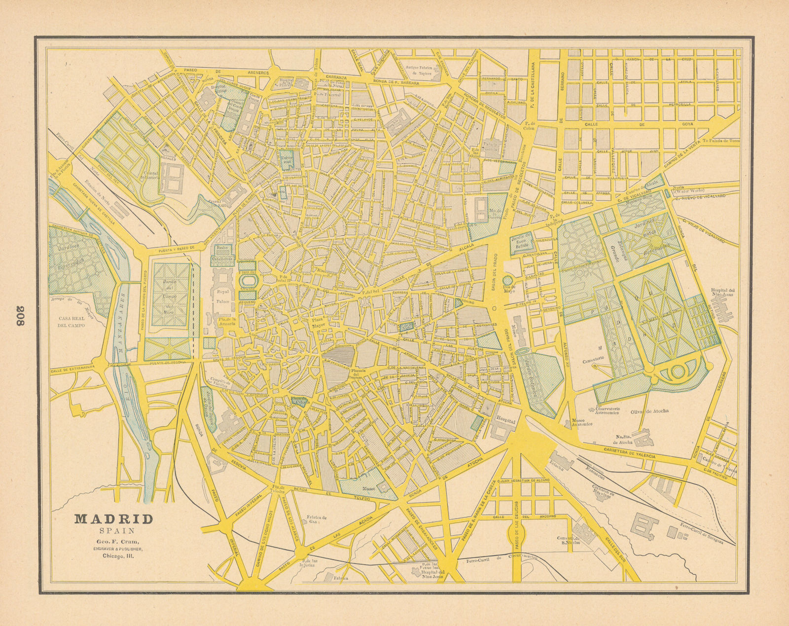 Associate Product Madrid town city plan. Spain. CRAM 1894 old antique vintage map chart