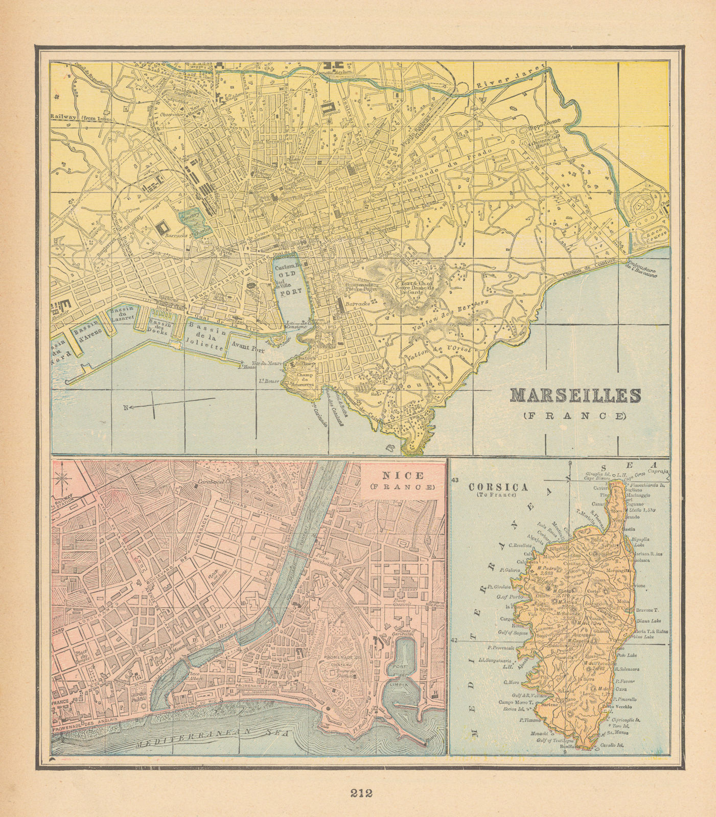 Associate Product Nice Marseilles town city plans. Corsica France. CRAM 1894 old antique map